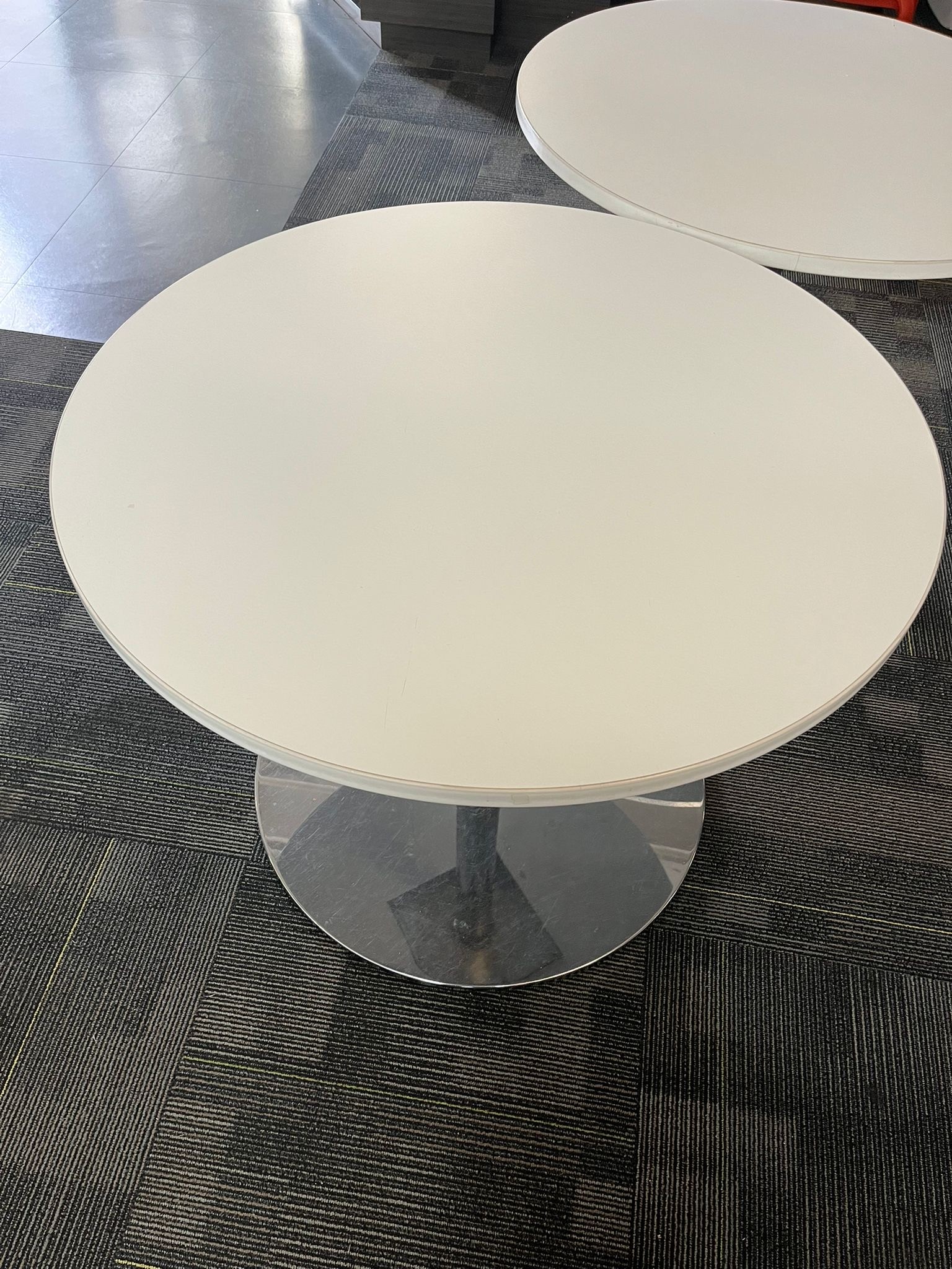 Round White Table with Chrome Base (EA)