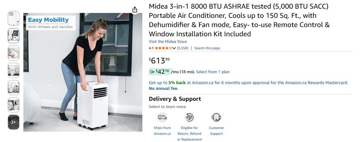 Midea 3-in-1 6000 BTU Portable AC - photo 2