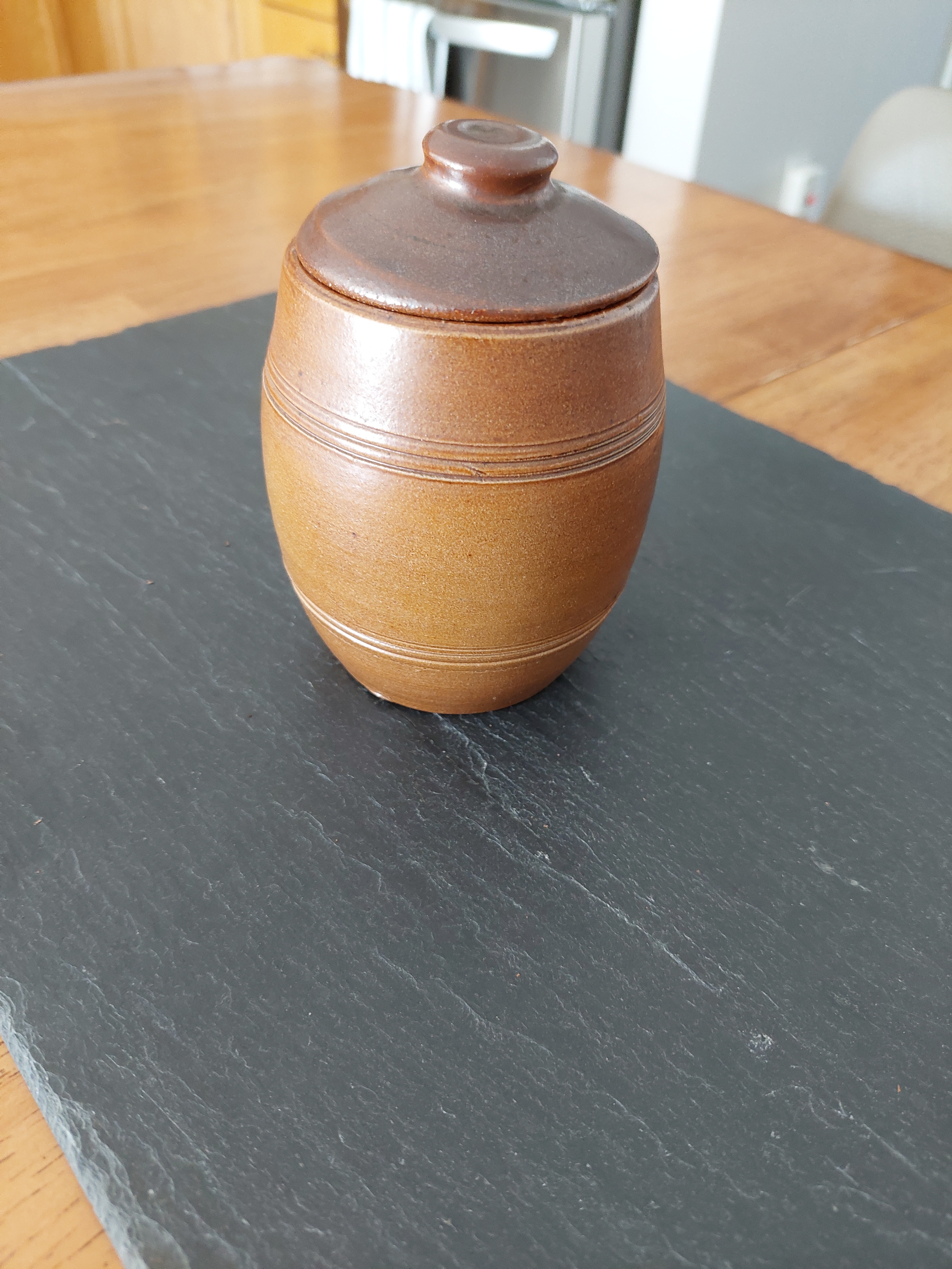 Brown Ceramic Condiments Jar with Lid