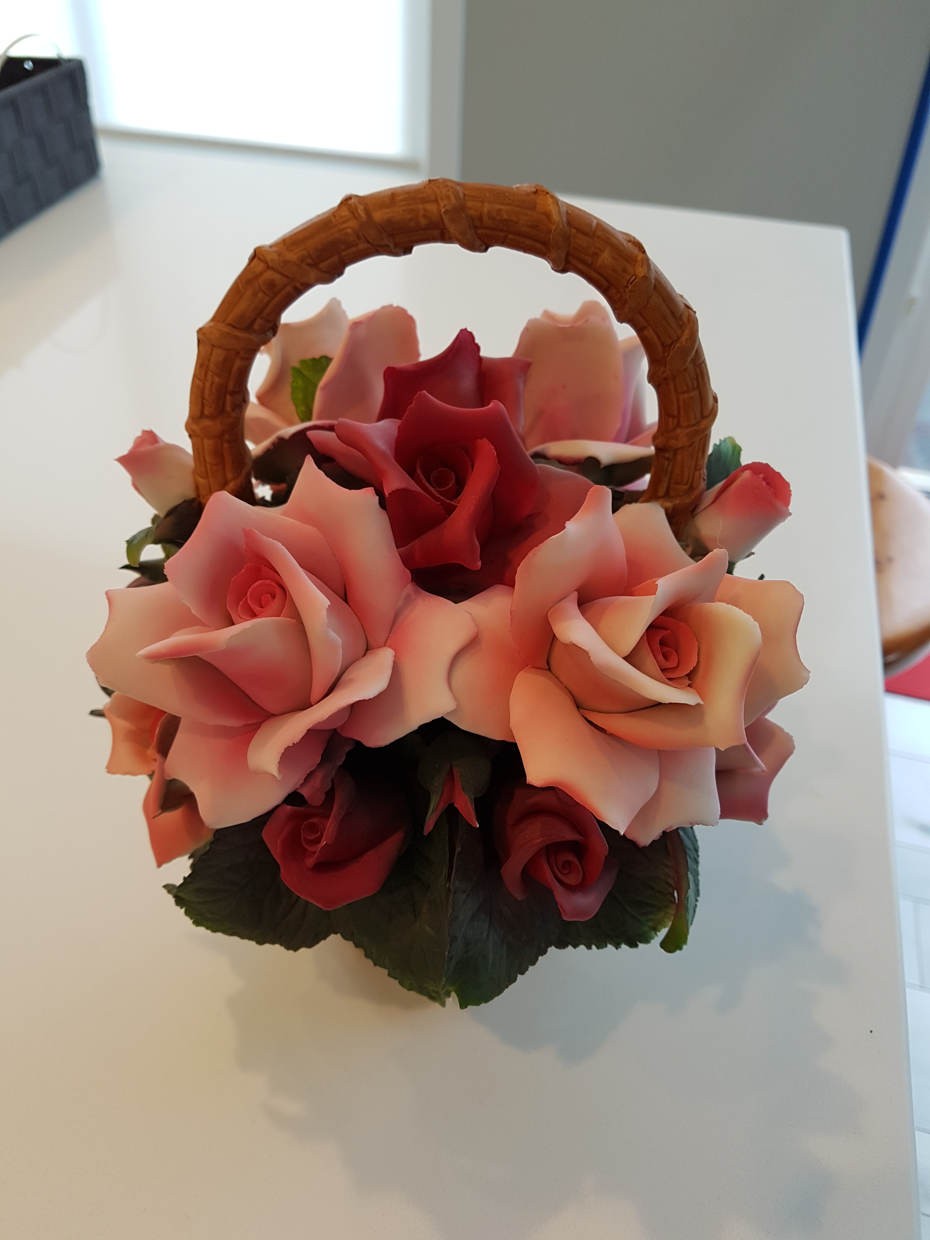 Vintage Rose Basket of Capodimonte
