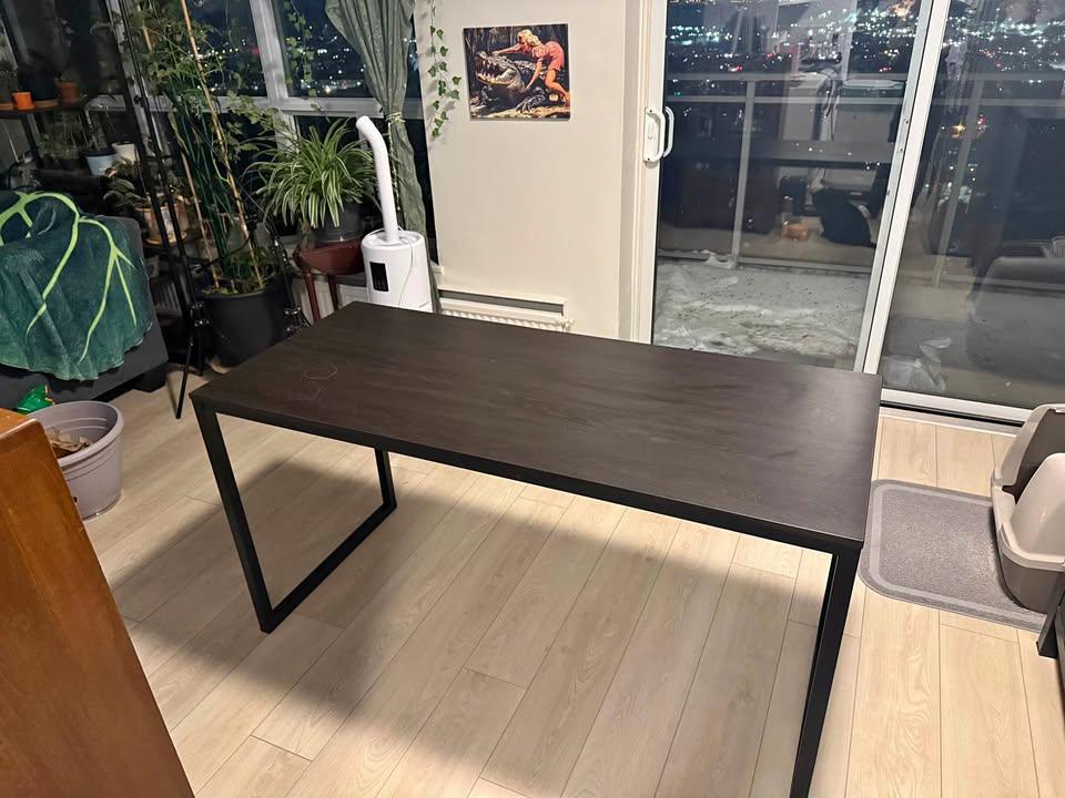 Dark Brown Desk with Metal Legs