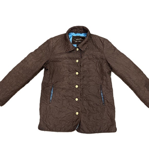 Coach Women’s Signature C Quilted Jacket Brown Medium Like New🥕 - photo 3