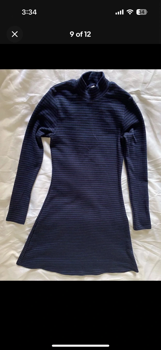 🥕 S American Apparel Long Sleeve Navy Black Mock Neck Mini Dress - photo 5