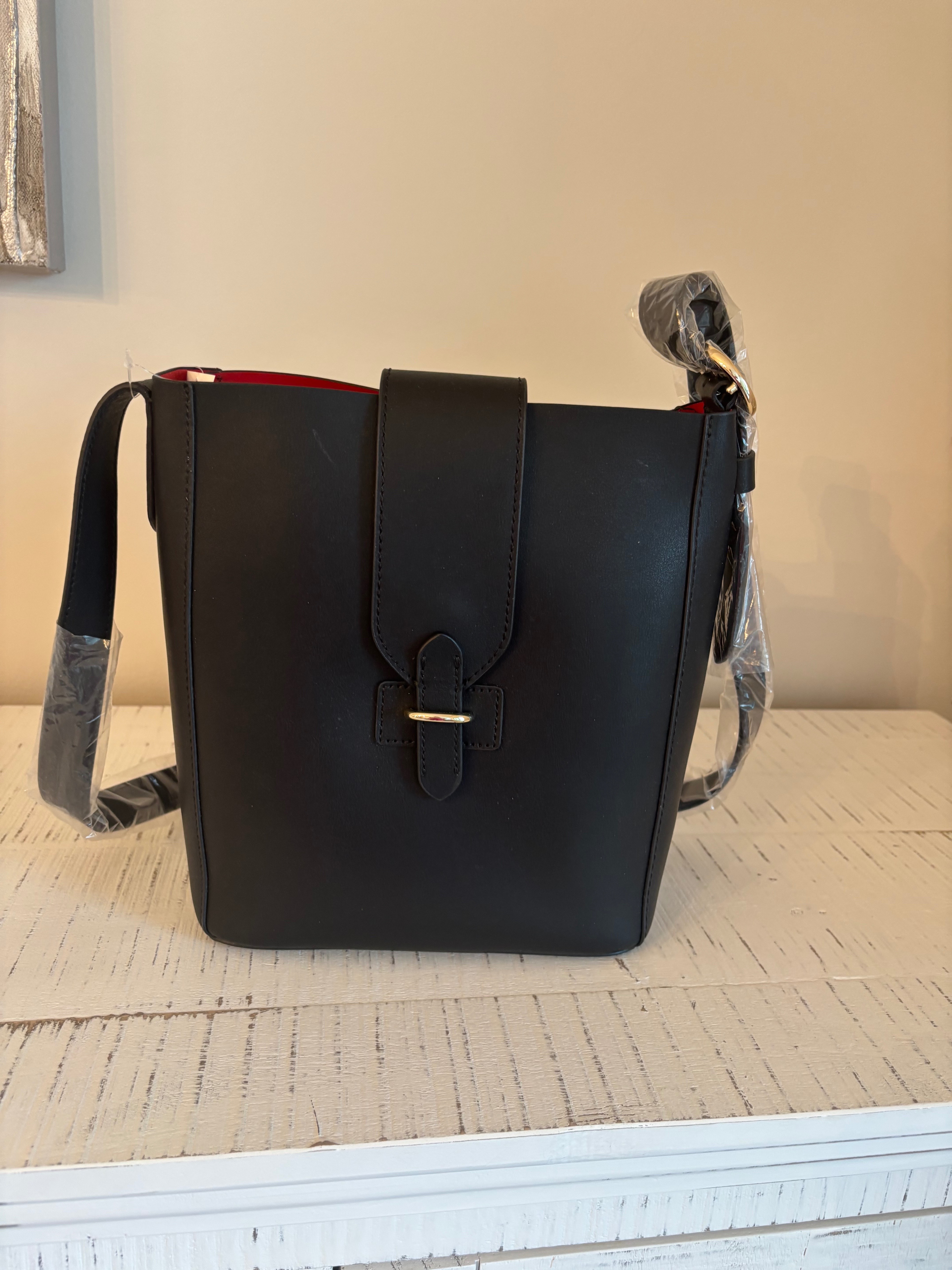 Black leather structured bag, purse - photo 5