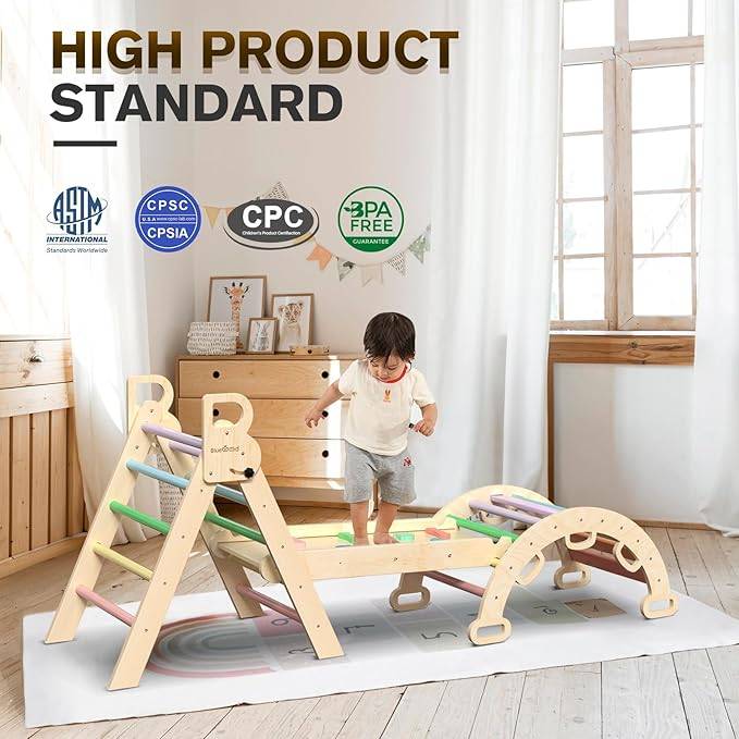 BlueWood Pikler Triangle Set 7in1 Foldable Baby Climbing Wooden - photo 2