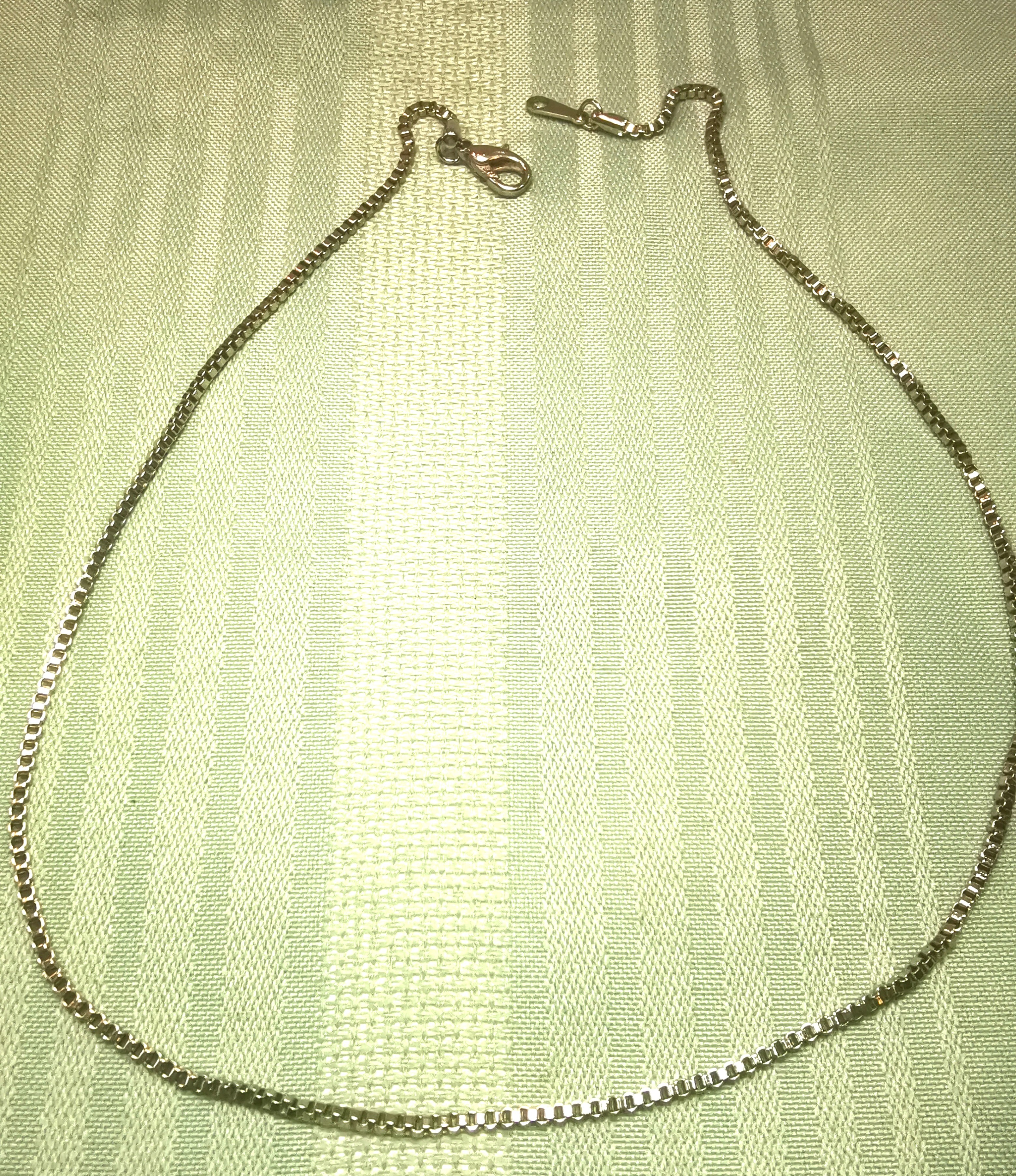 18" Silver Tone Box Chain Necklace Vintage 1990s High Polish - photo 2