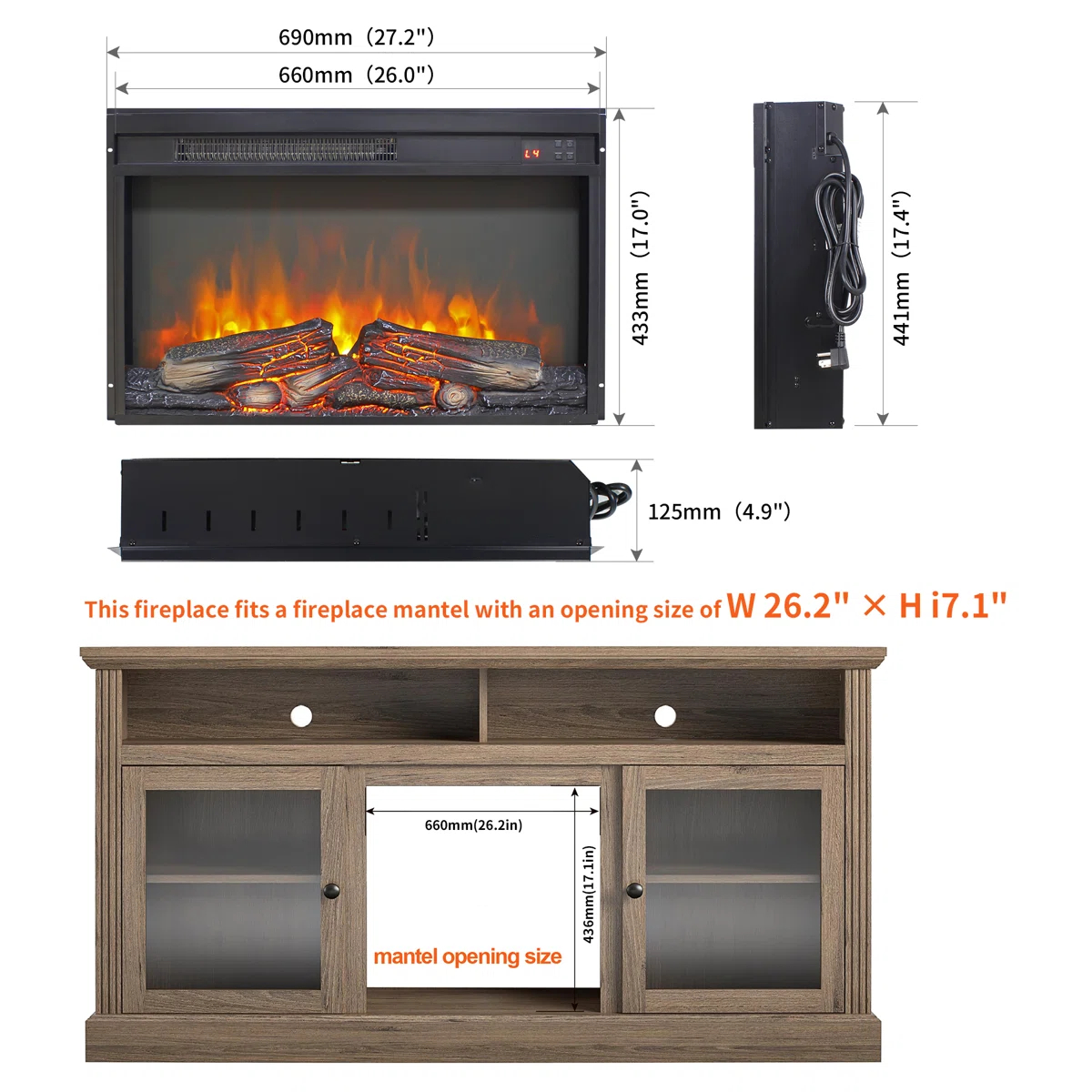 26" Electric Fireplace Insert - photo 3
