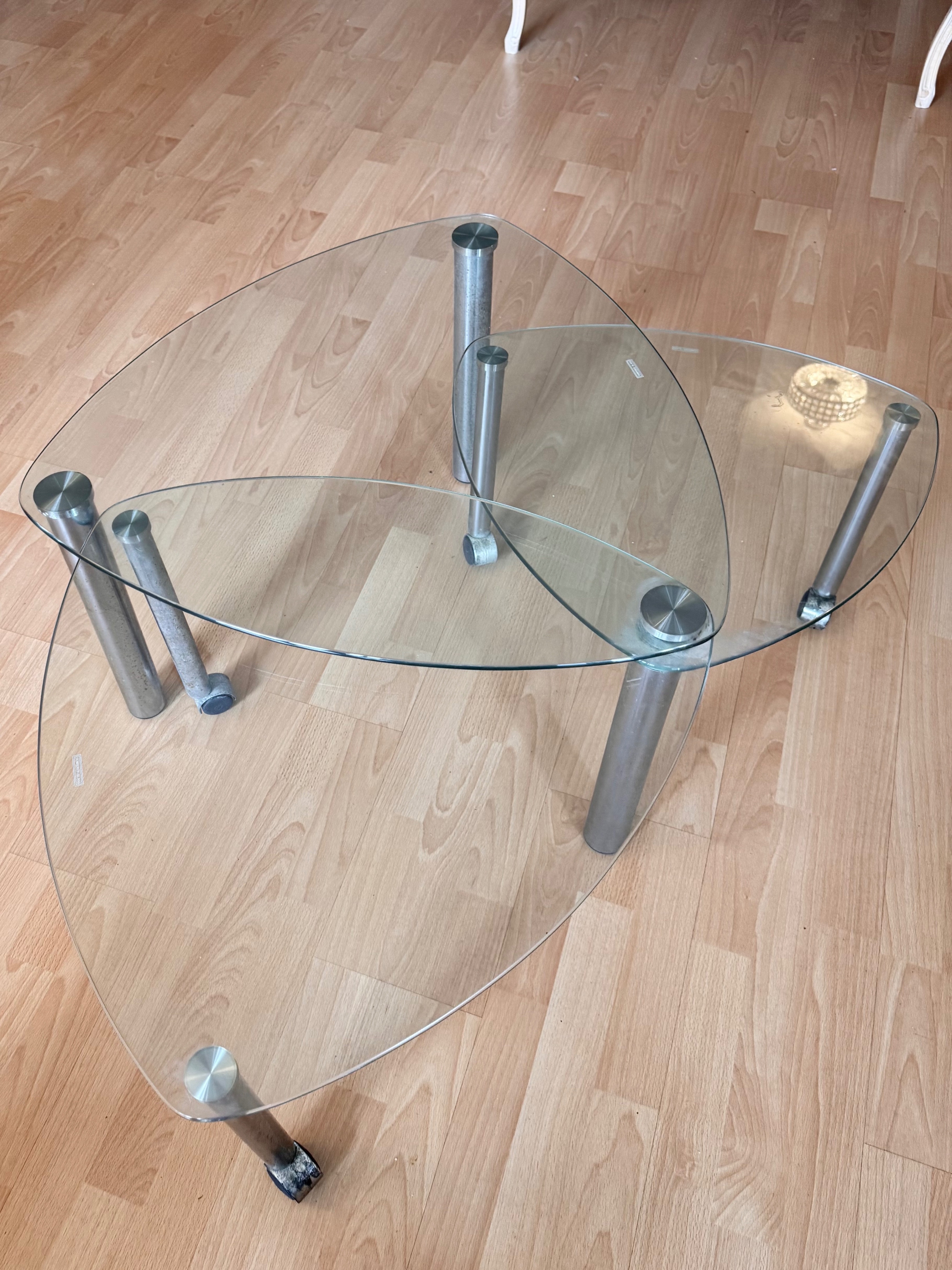 Modern Chrome Glass Top Expandable Coffee Table - photo 3