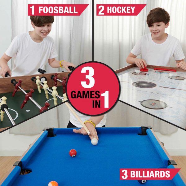 3-in-1 Foosball + Pool + Hockey Game Table – Like New For Kids - photo 2