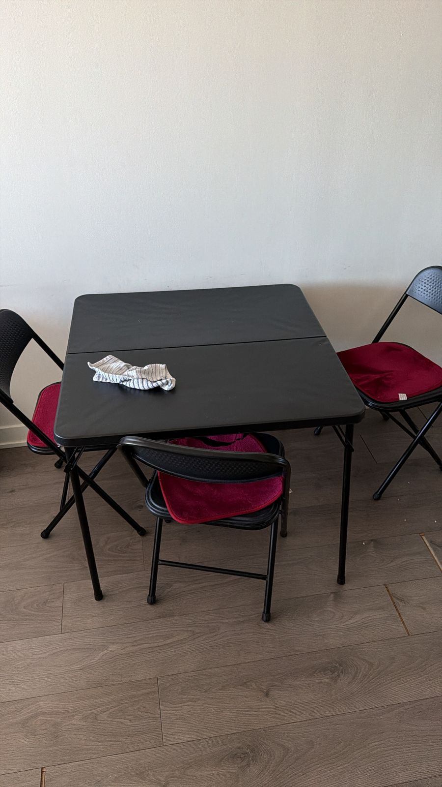 Folding Table & 3 Chairs with Cushions– Moving Out Sale!