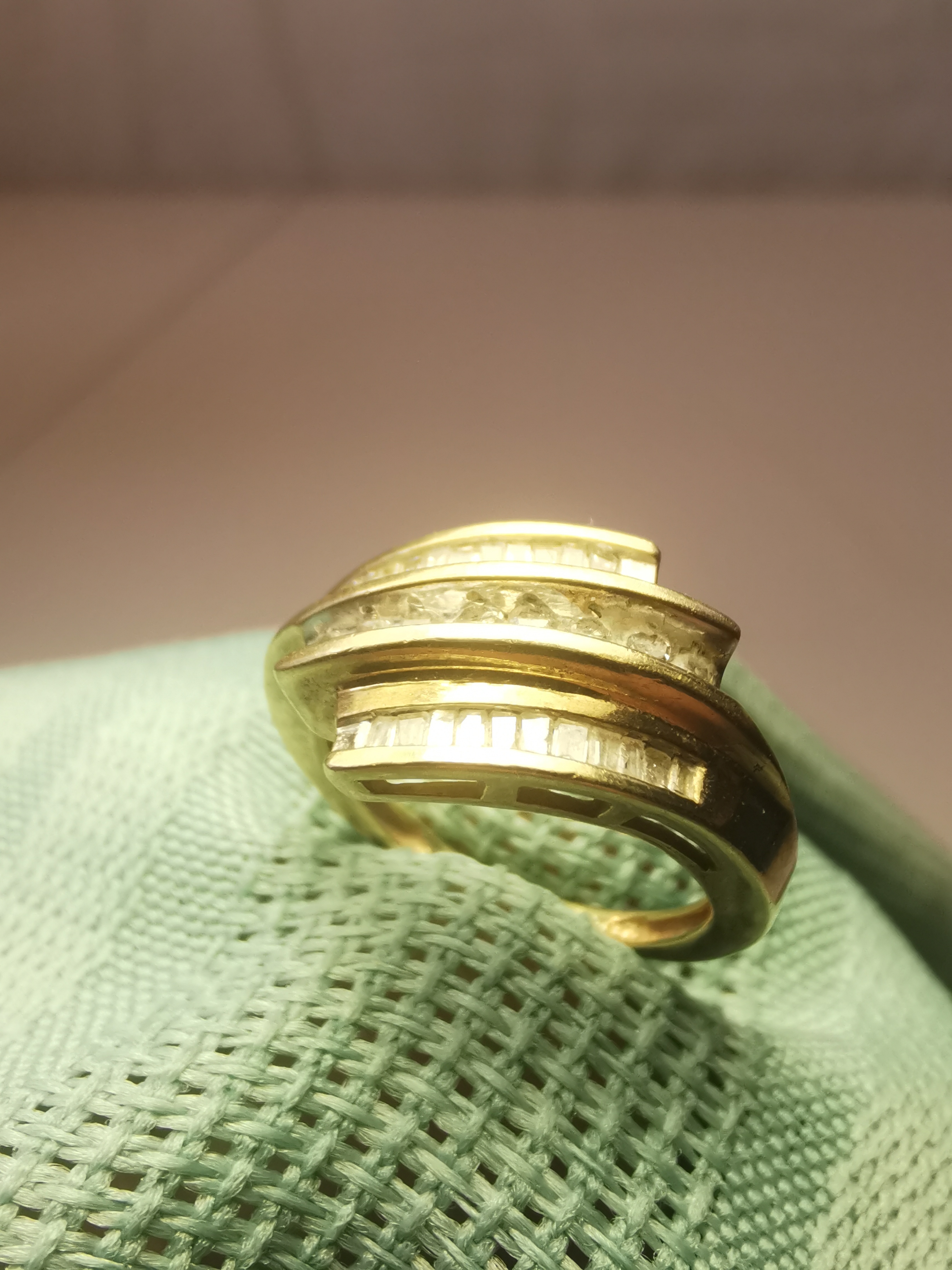 10K Yellow Gold 0.50ctw Diamond Waterfall Ring Sz 4.5 Circa 1990 - photo 5