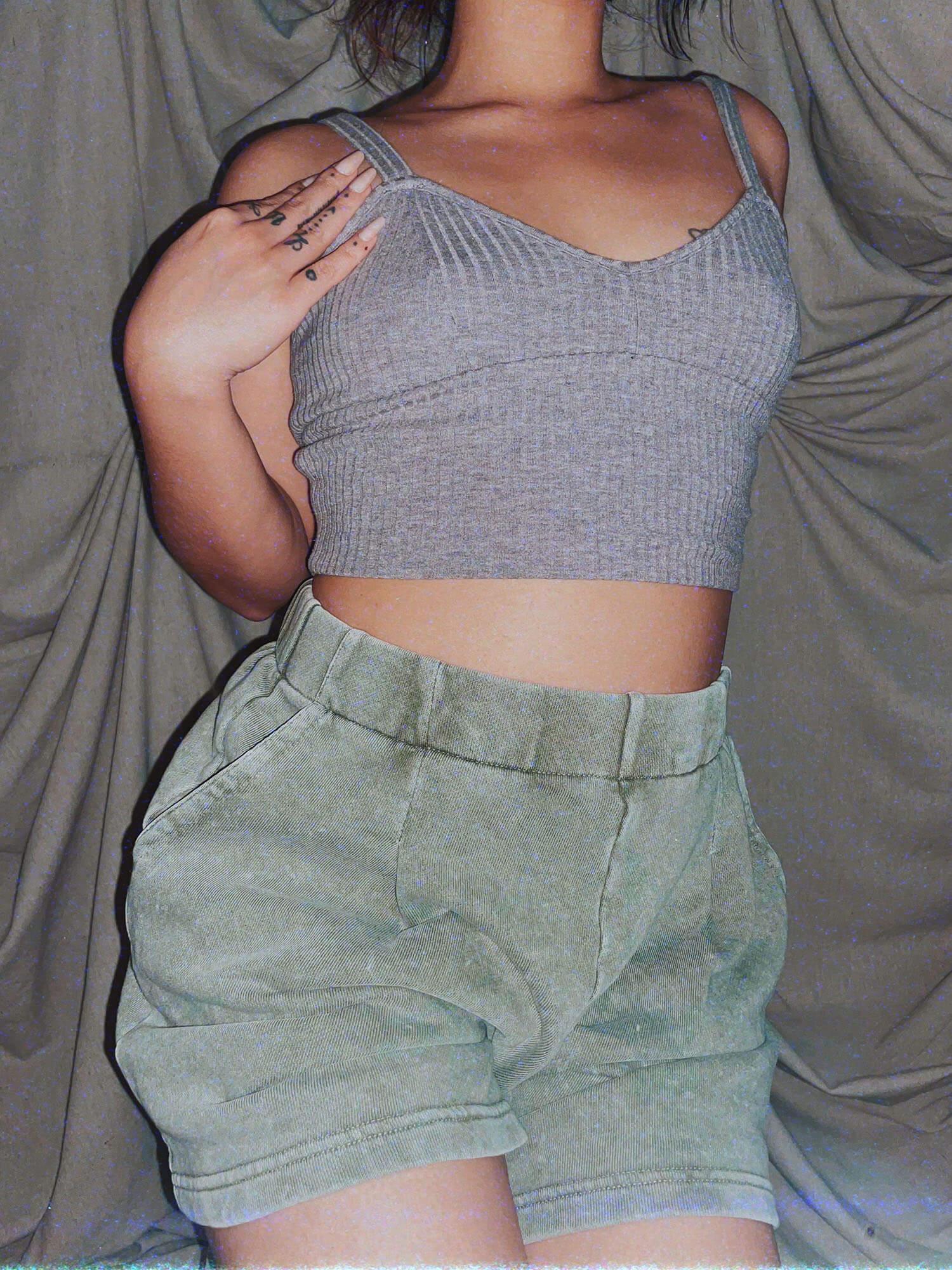 faded lilac purple knit crop top tank - photo 2
