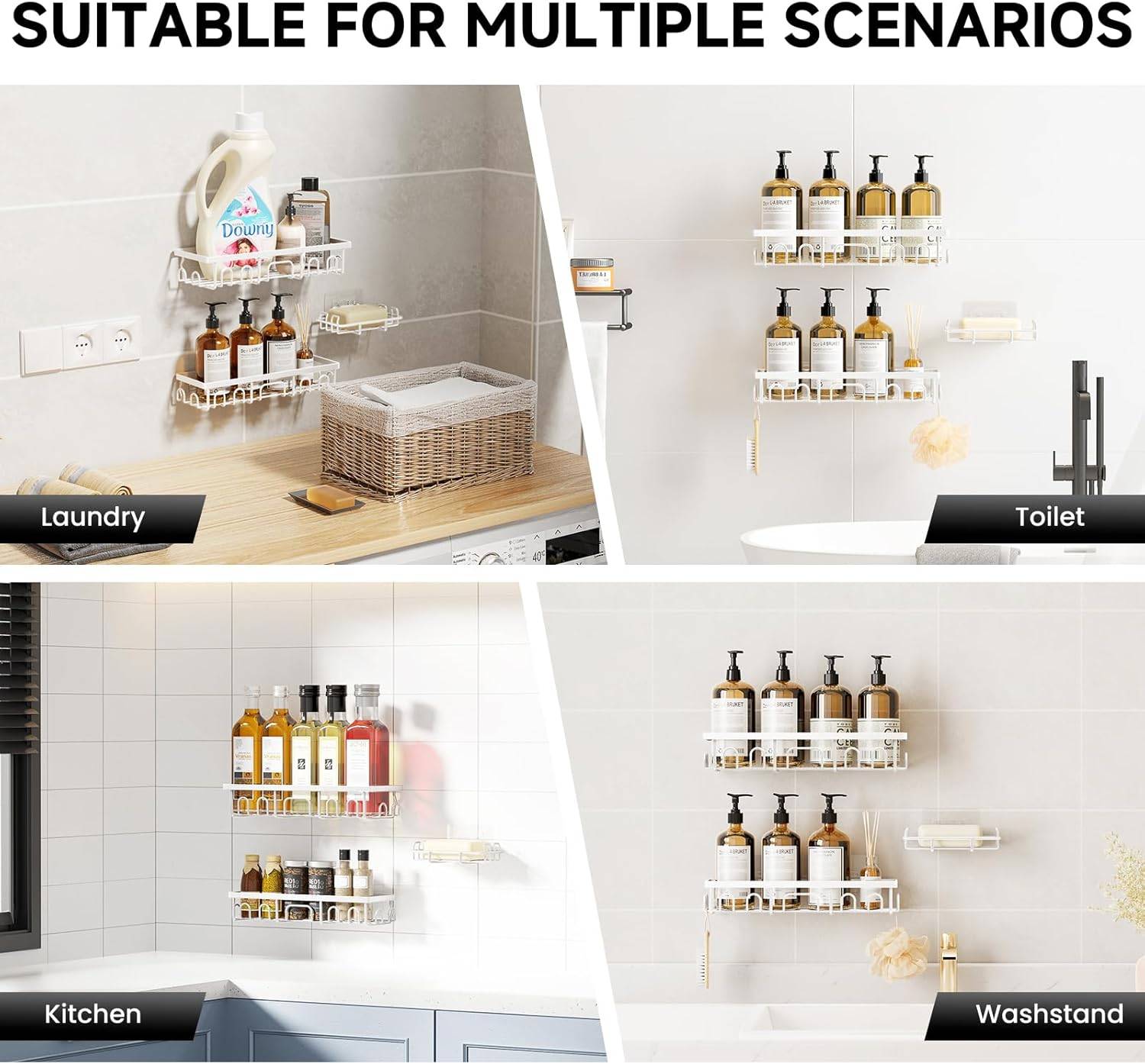 Shower Caddy Organizer – Rustproof No Drilling Required (3-Pack) - photo 5