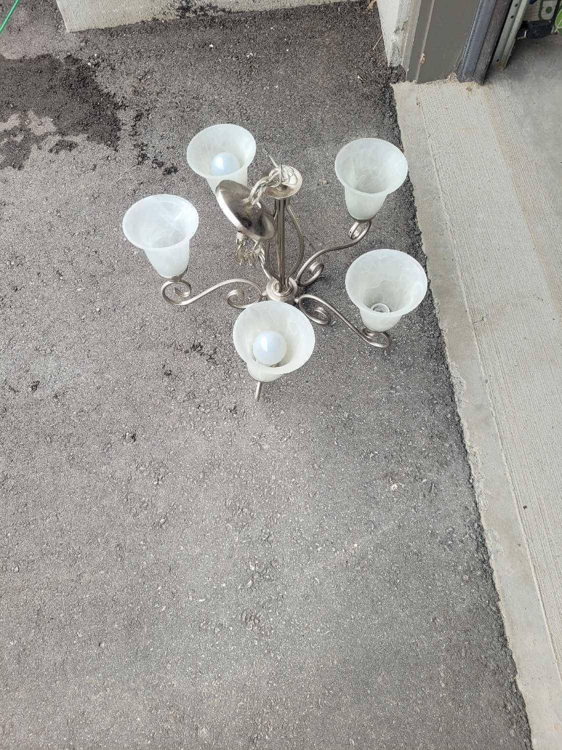 5-Light Chandelier with White Shades