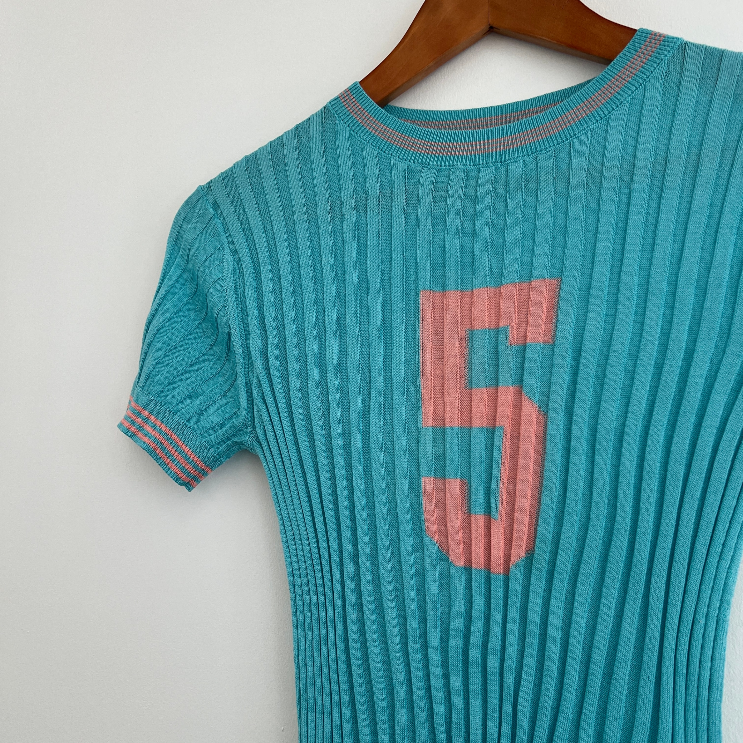 Chanel Silk Ribbed Knit Ringer Tee Blouse - Size S - photo 2