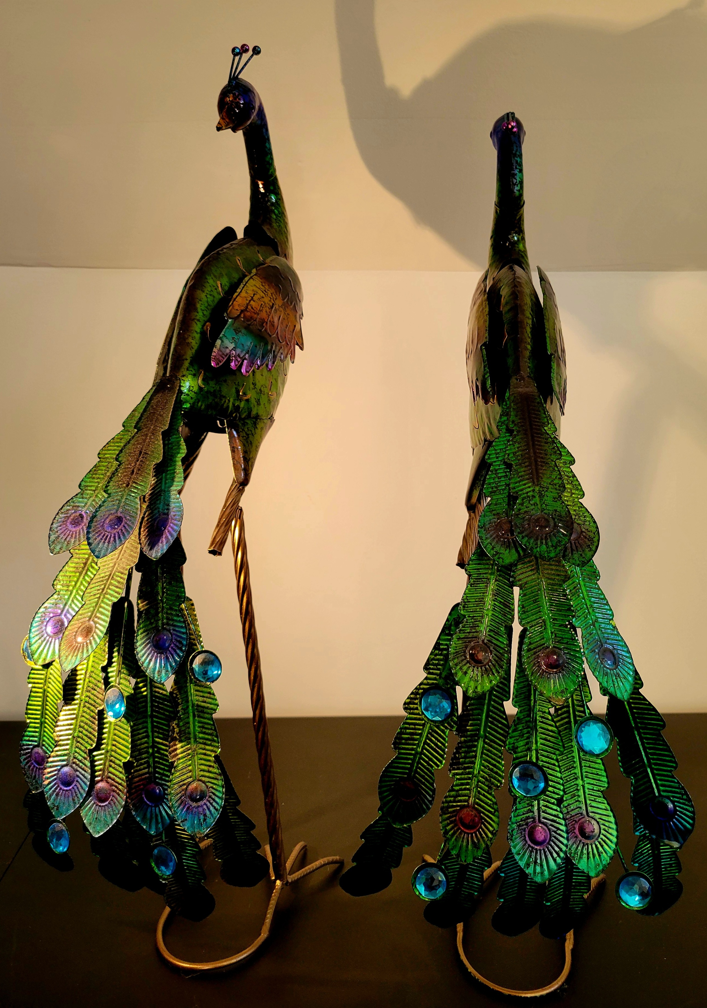 Vibrant Metal Peacock Statues – Colorful Décor (Set of 2) $30 - photo 3