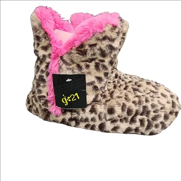 g:21 Leopard Print Slipper Boots - Size 9-10