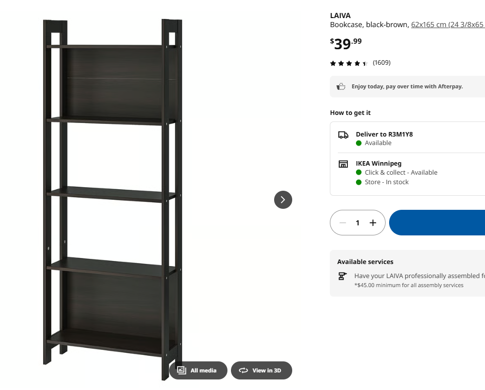 IKEA LAIVA Bookshelf – Black| Excellent Condition | Moving Sale