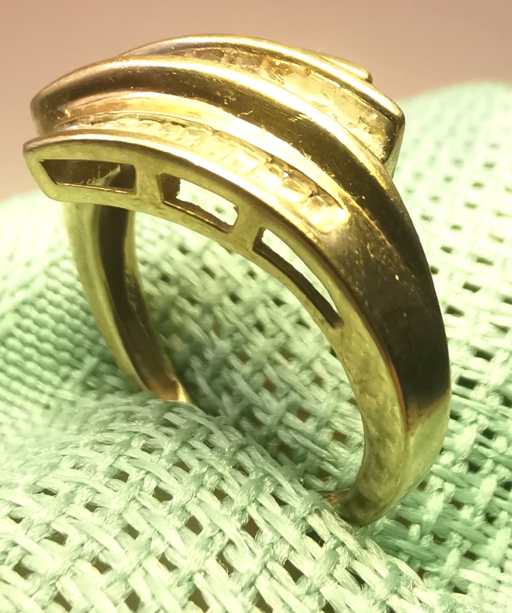 10K Yellow Gold 0.50ctw Diamond Waterfall Ring Sz 4.5 Circa 1990 - photo 4