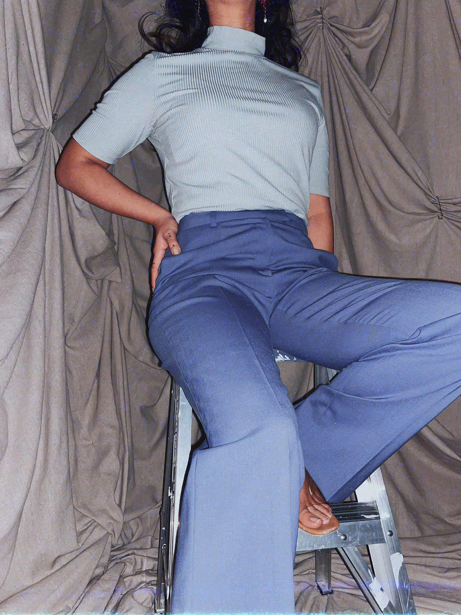 vintage cornflower blue slacks pants bottoms professional office - photo 3