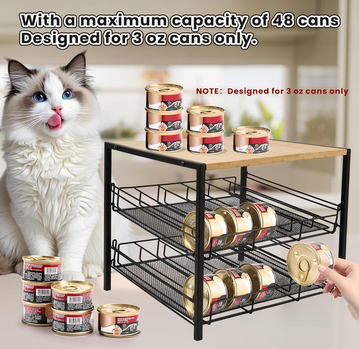 2-Tier Cat/Dog Food Can Storage – Slide System, Holds 48 Cans - photo 3