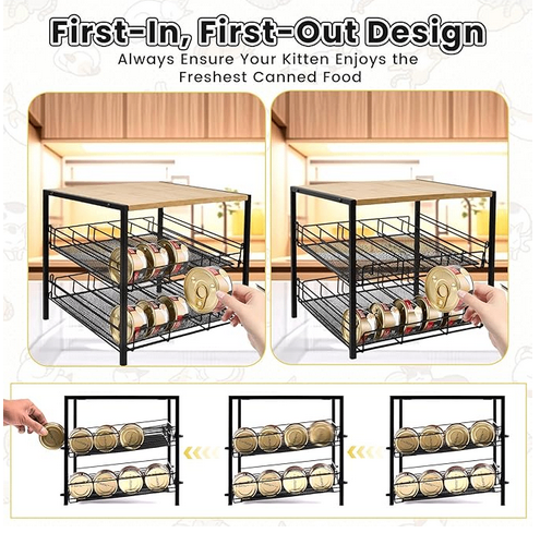 2-Tier Cat/Dog Food Can Storage – Slide System, Holds 48 Cans
