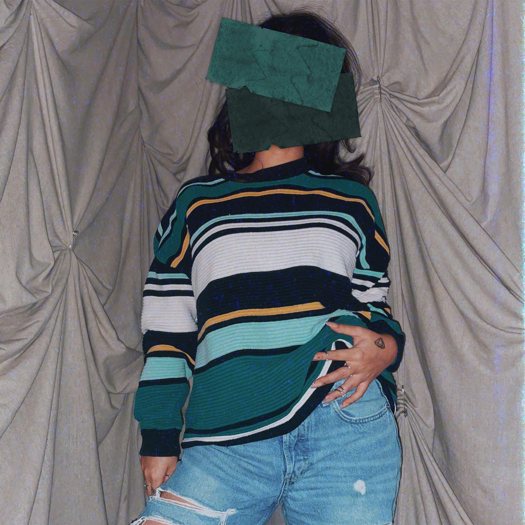 green boxy oversized sweater long sleeve crewneck shirt
