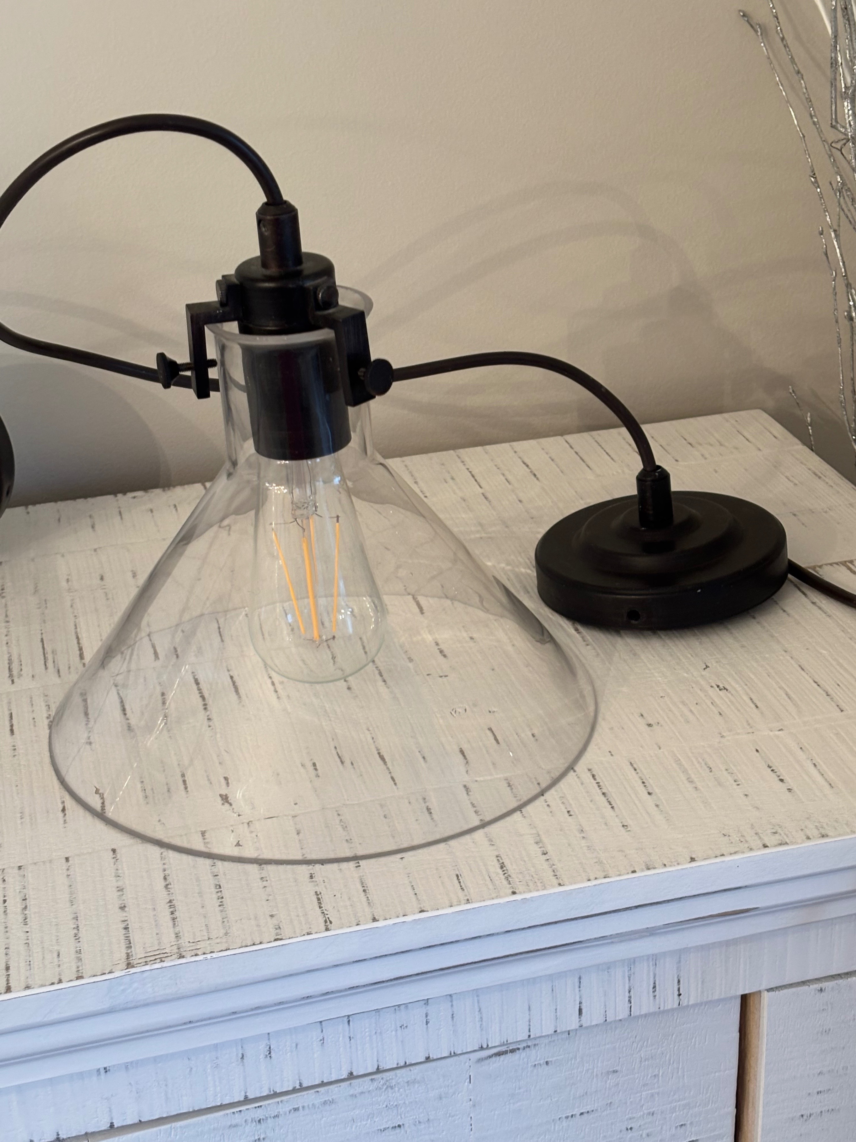 Pendant light -2-glass & black metal - photo 4