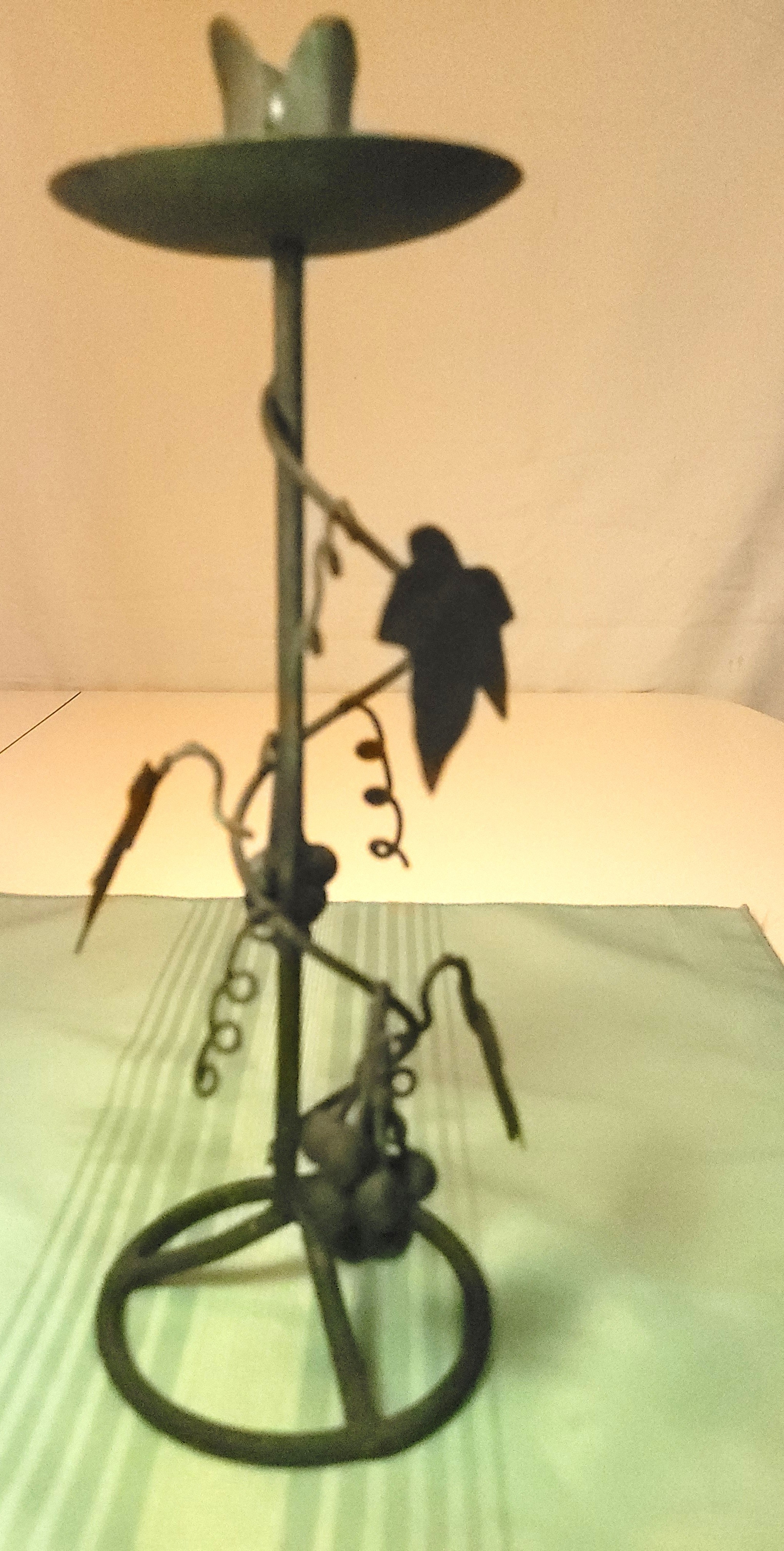 1950s Italian Wrought Iron Grapevine Taper Candlestick Holder - photo 3