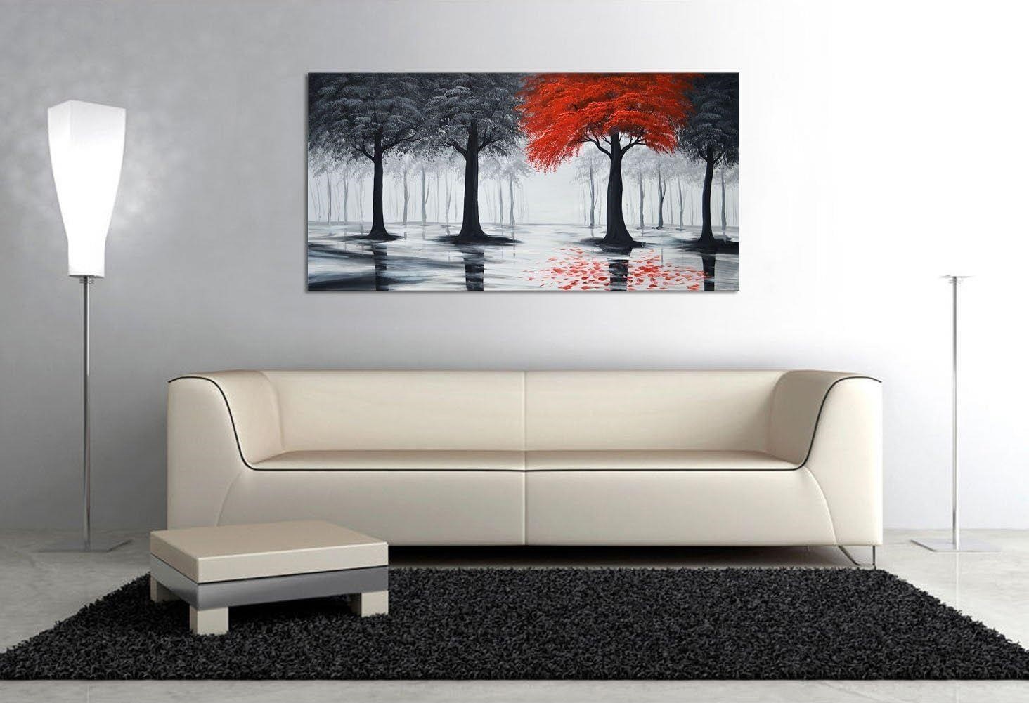 Handmade Oil Painting - Red Speckled Texture Tree - photo 4