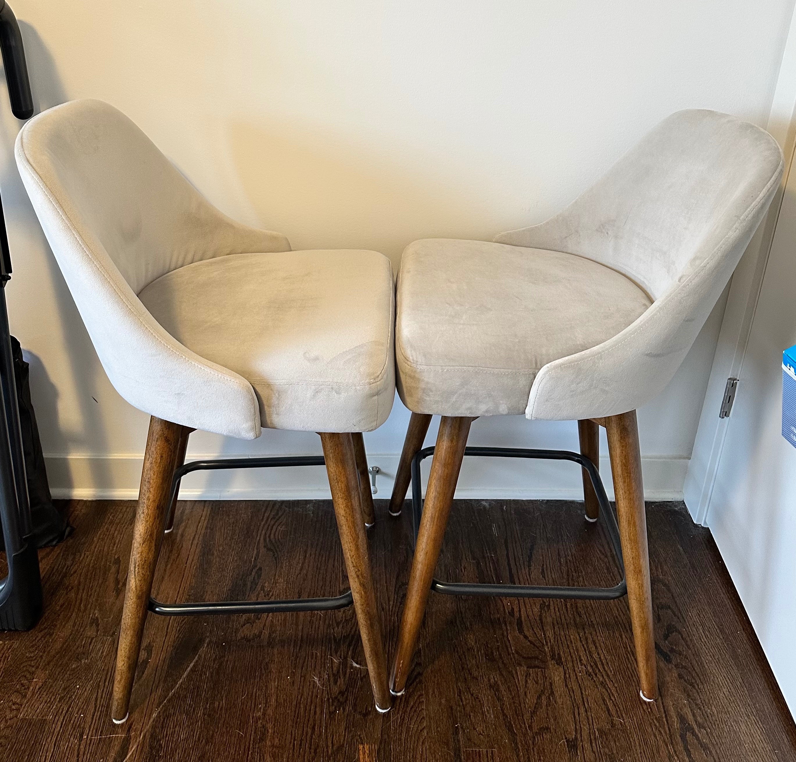 2 West Elm Mid-Century Upholstered Swivel Counter Stools - photo 3