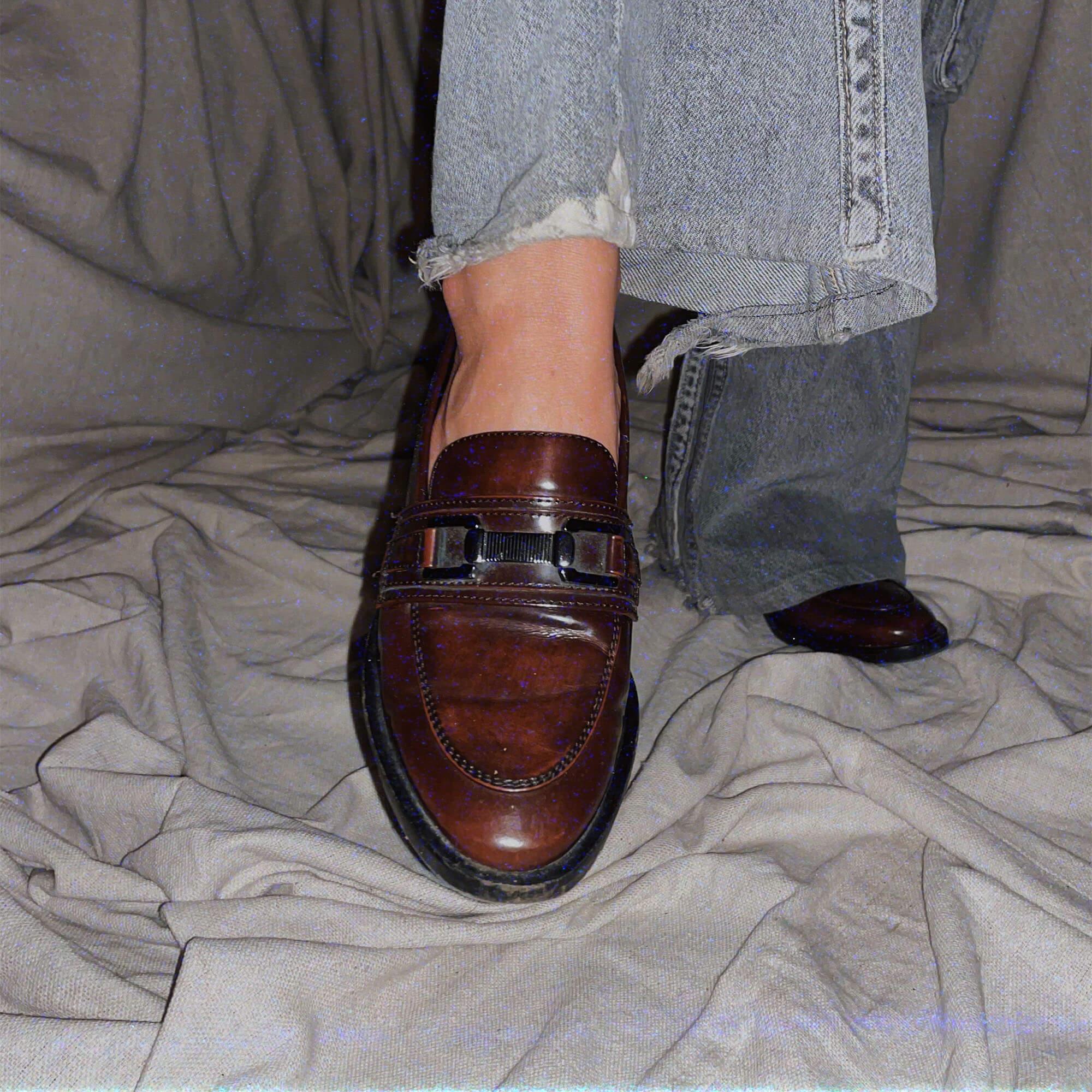 cherry brown penny loafer italian leather shoes