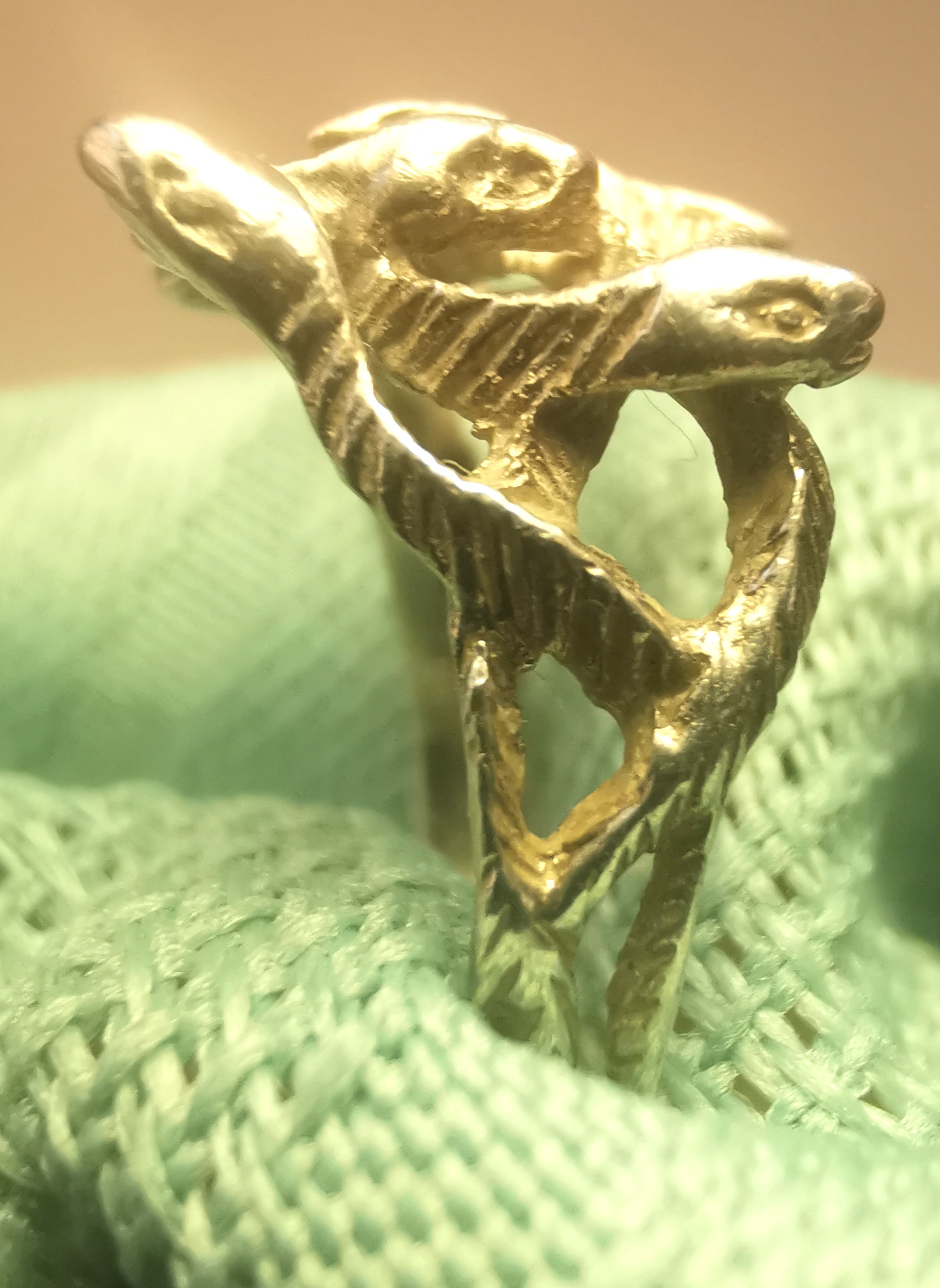 1980s Taxco Mexico Sterling Silver Multi-Head Snake Ring - 925