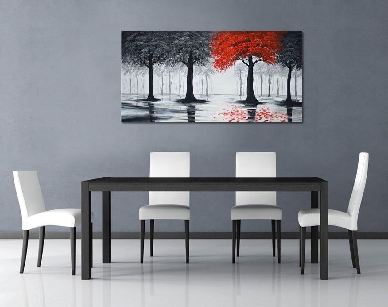Handmade Oil Painting - Red Speckled Texture Tree - photo 3