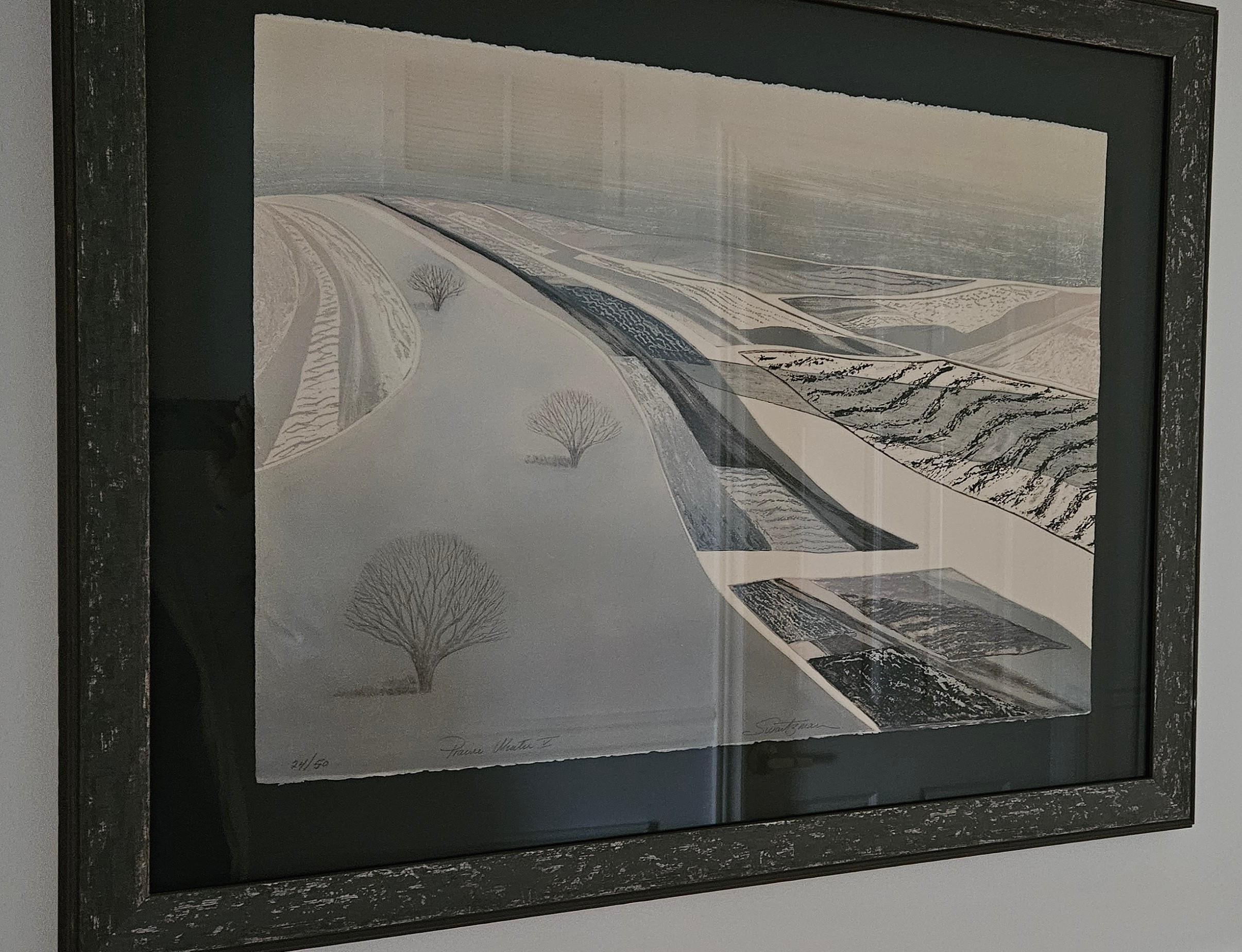 Vintage Original Collagraph Prairie Winter V by Roslyn Swartzman - photo 2