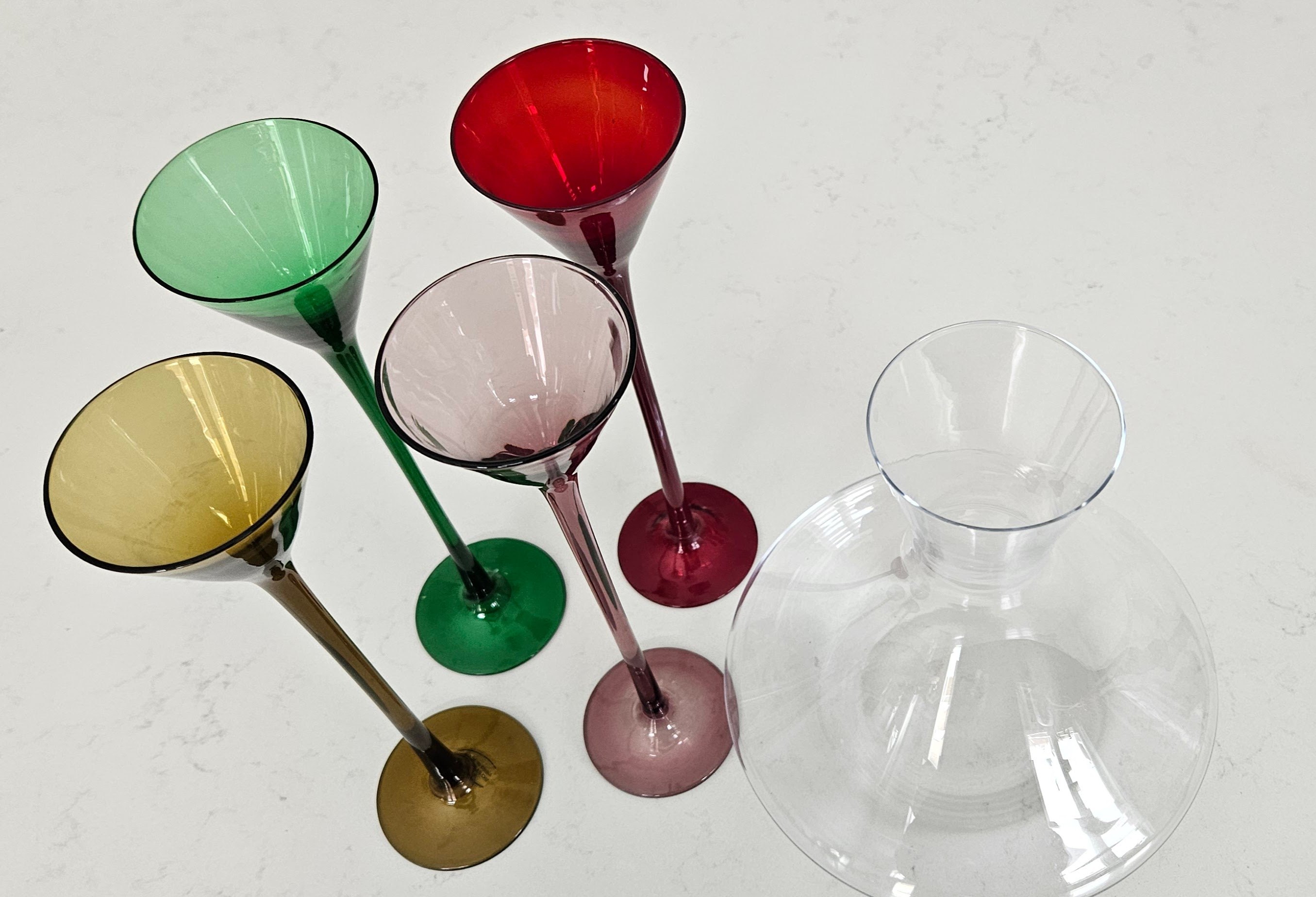 Mikasa Crystal Wine Carafe and 4 Fancy Coloured Liquor Glasses - photo 2