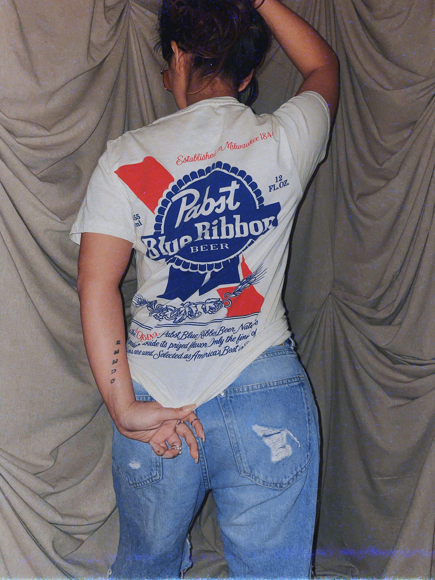 pabst blue ribbon beer graphic tshirt white - photo 2
