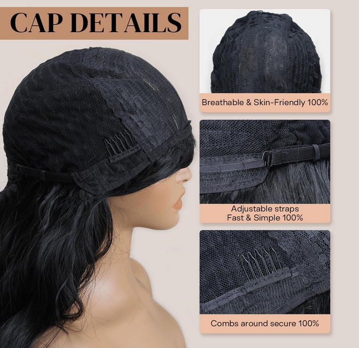 Natural Black Wavy Wig with Bangs 26-Inch (New, Unworn) - photo 4