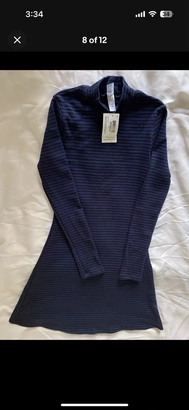 🥕 S American Apparel Long Sleeve Navy Black Mock Neck Mini Dress - photo 4