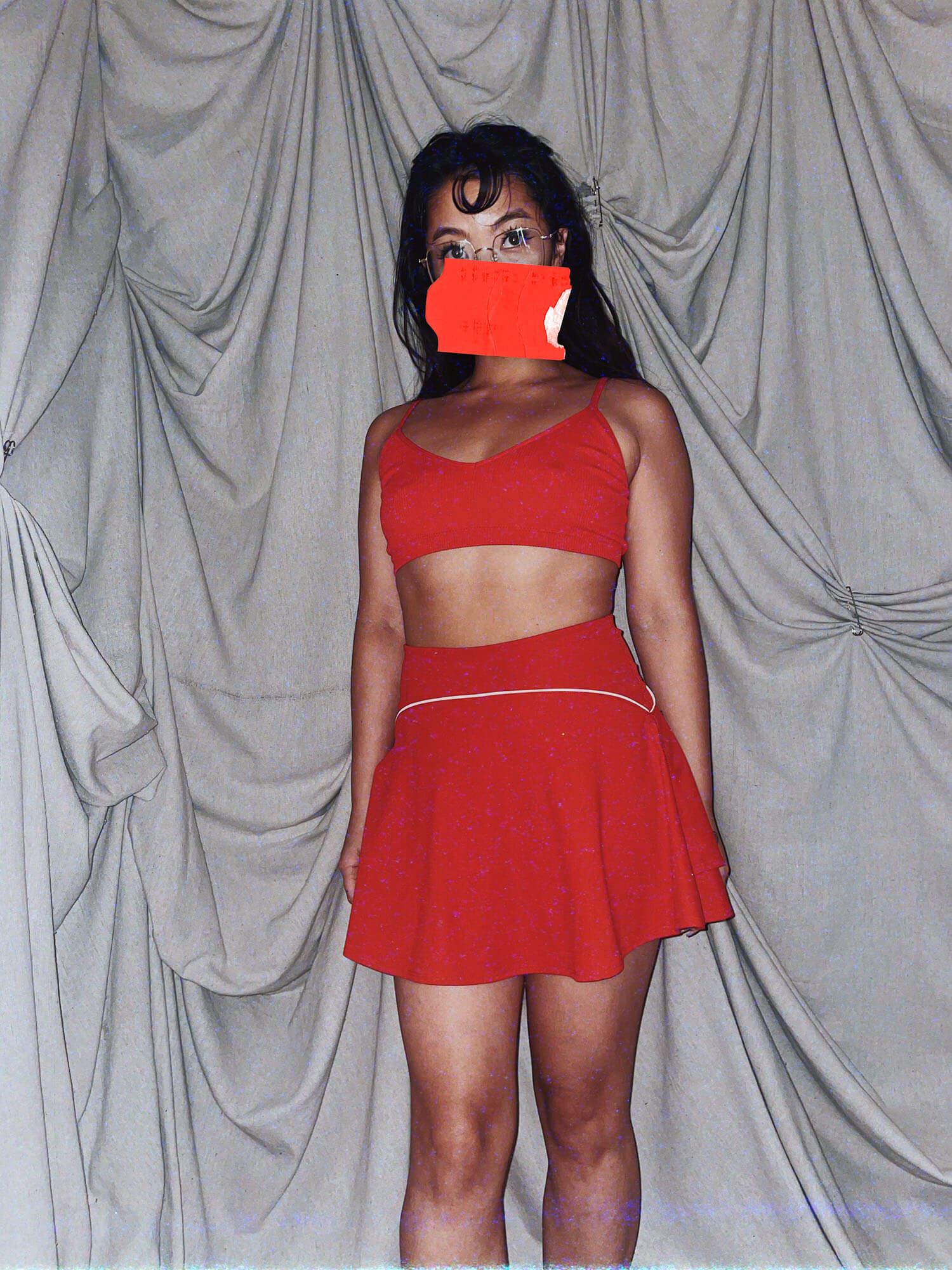 red gym set ★ bralette and skort set - photo 2