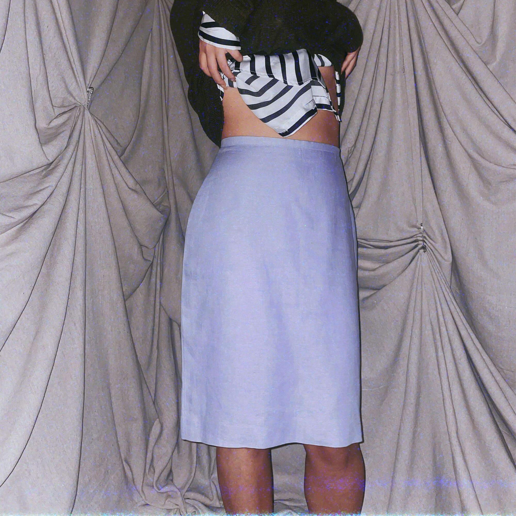 vintage lavender purple high waist midi knee length skirt