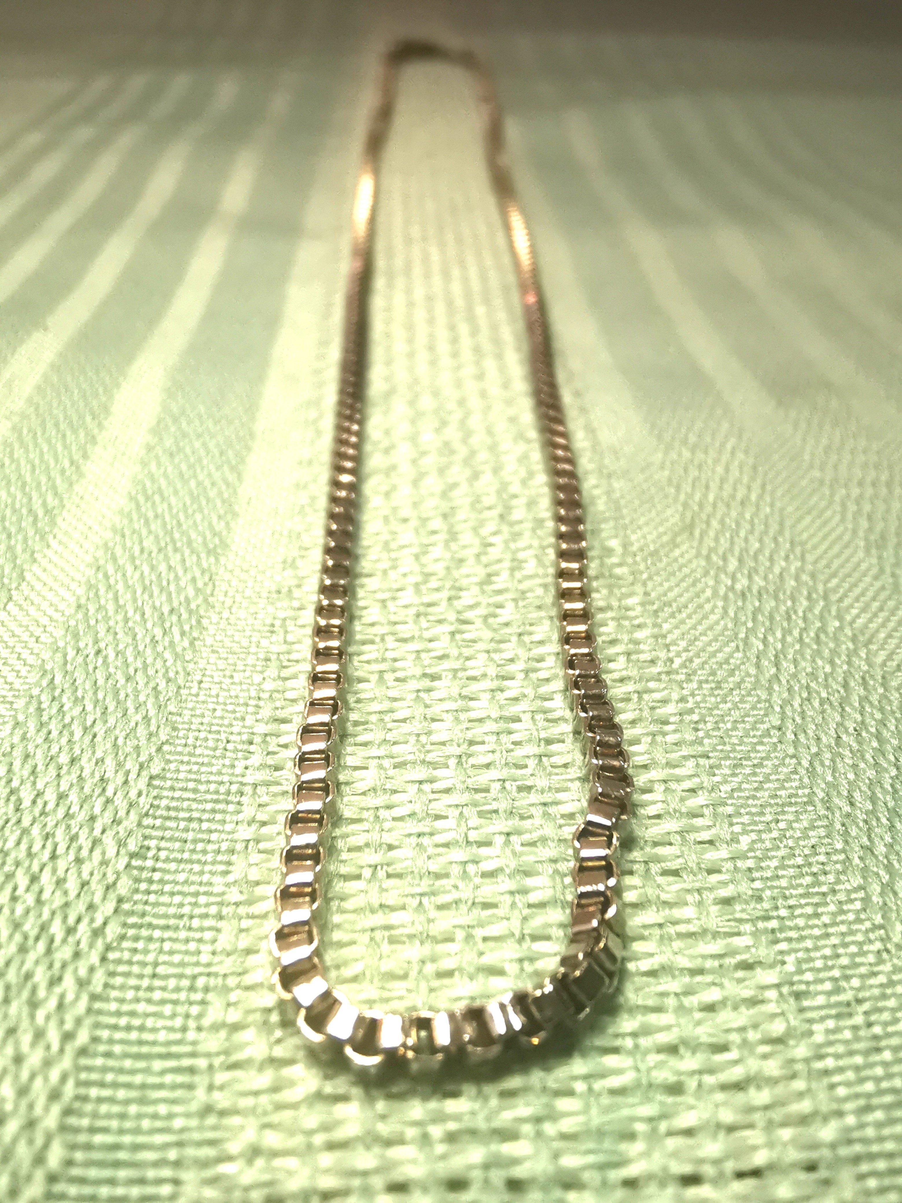 18" Silver Tone Box Chain Necklace Vintage 1990s High Polish