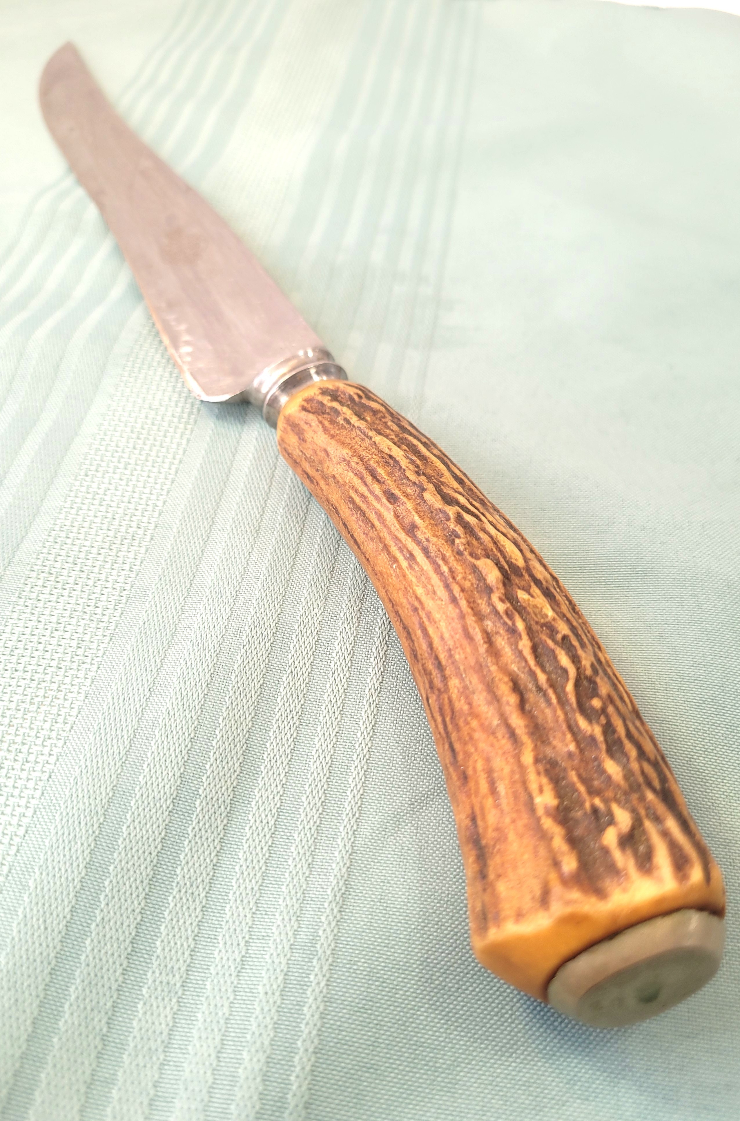Antique Sheffield Carving Knife: 1920s Stag Handle Antler - photo 3