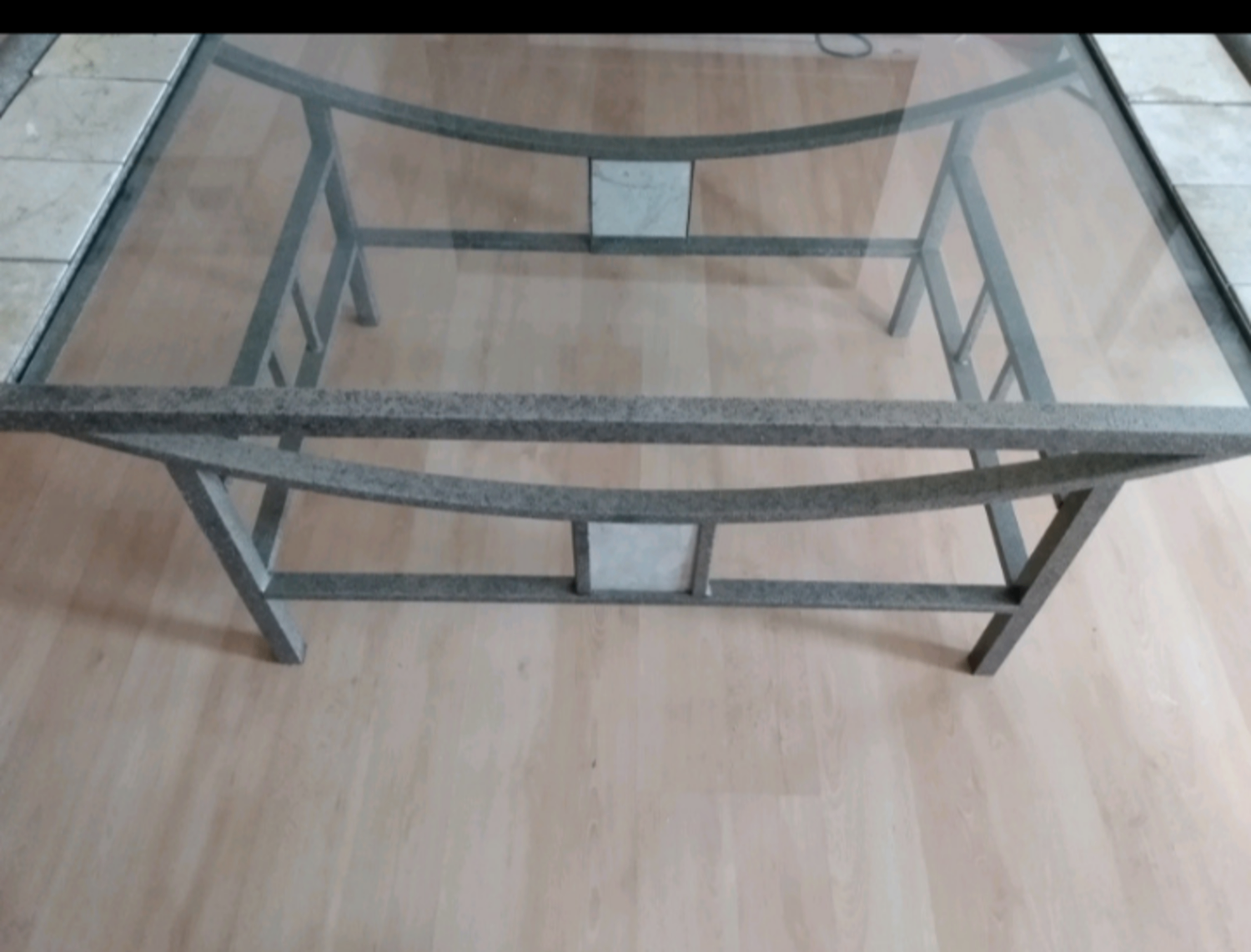 Glass Top Coffee Table & End Table with Marble Tile Accents
