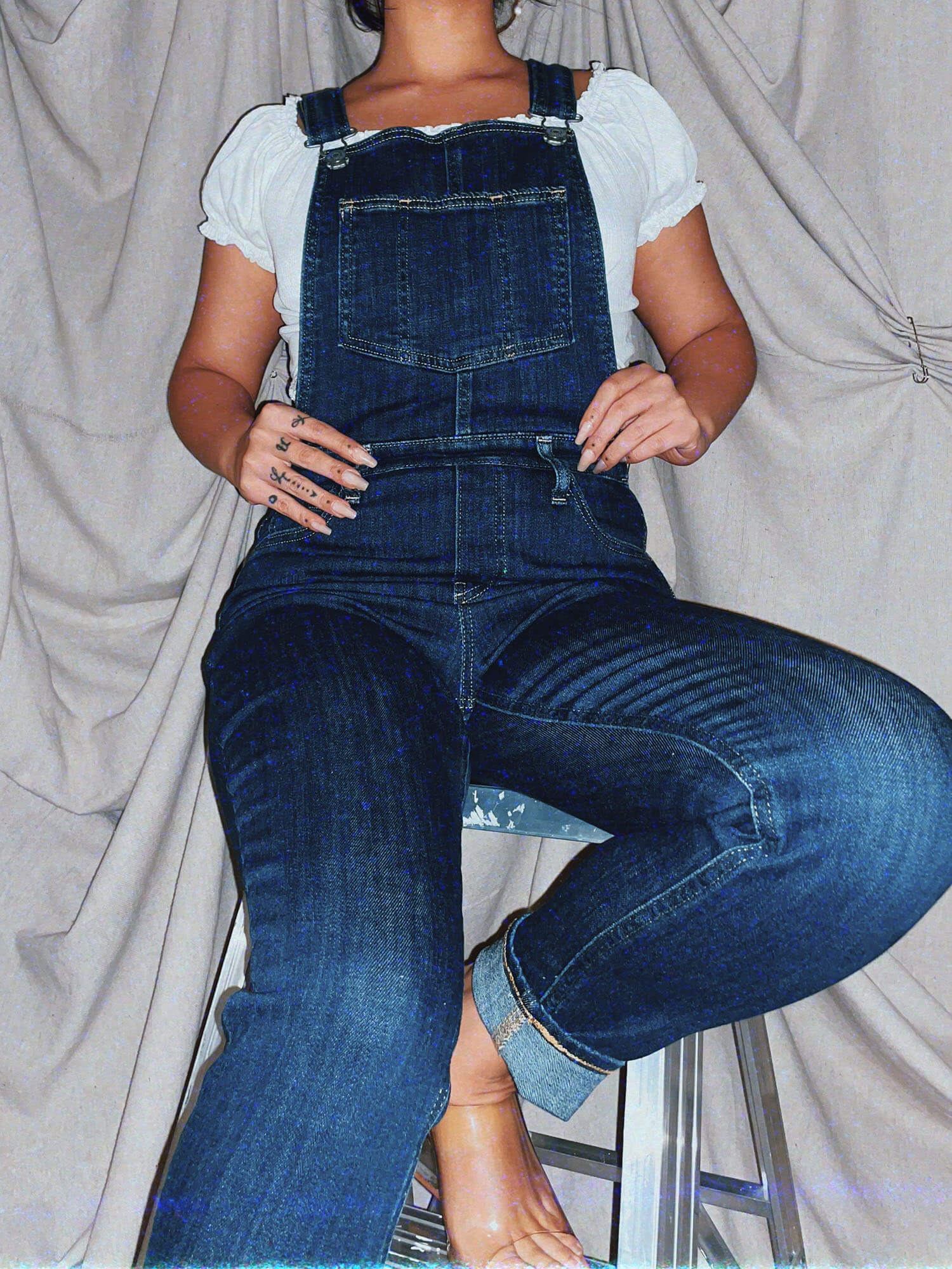 classic blue denim overalls - photo 2