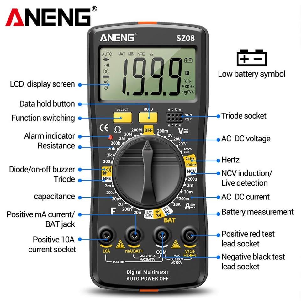 🔧 ANENG SZ08 Professional Digital Multimeter Ultra‐Thin - photo 4