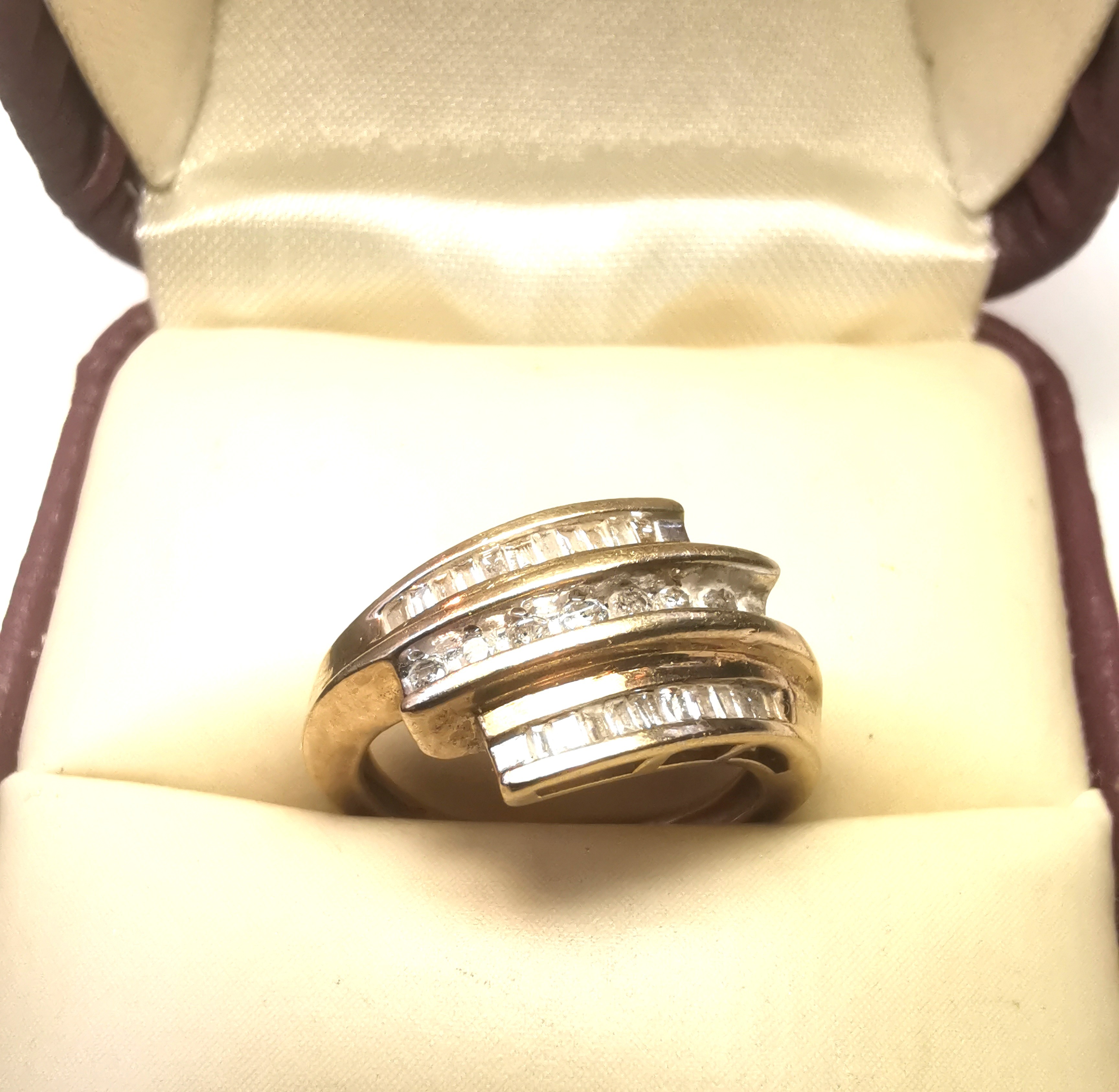 10K Yellow Gold 0.50ctw Diamond Waterfall Ring Sz 4.5 Circa 1990 - photo 2