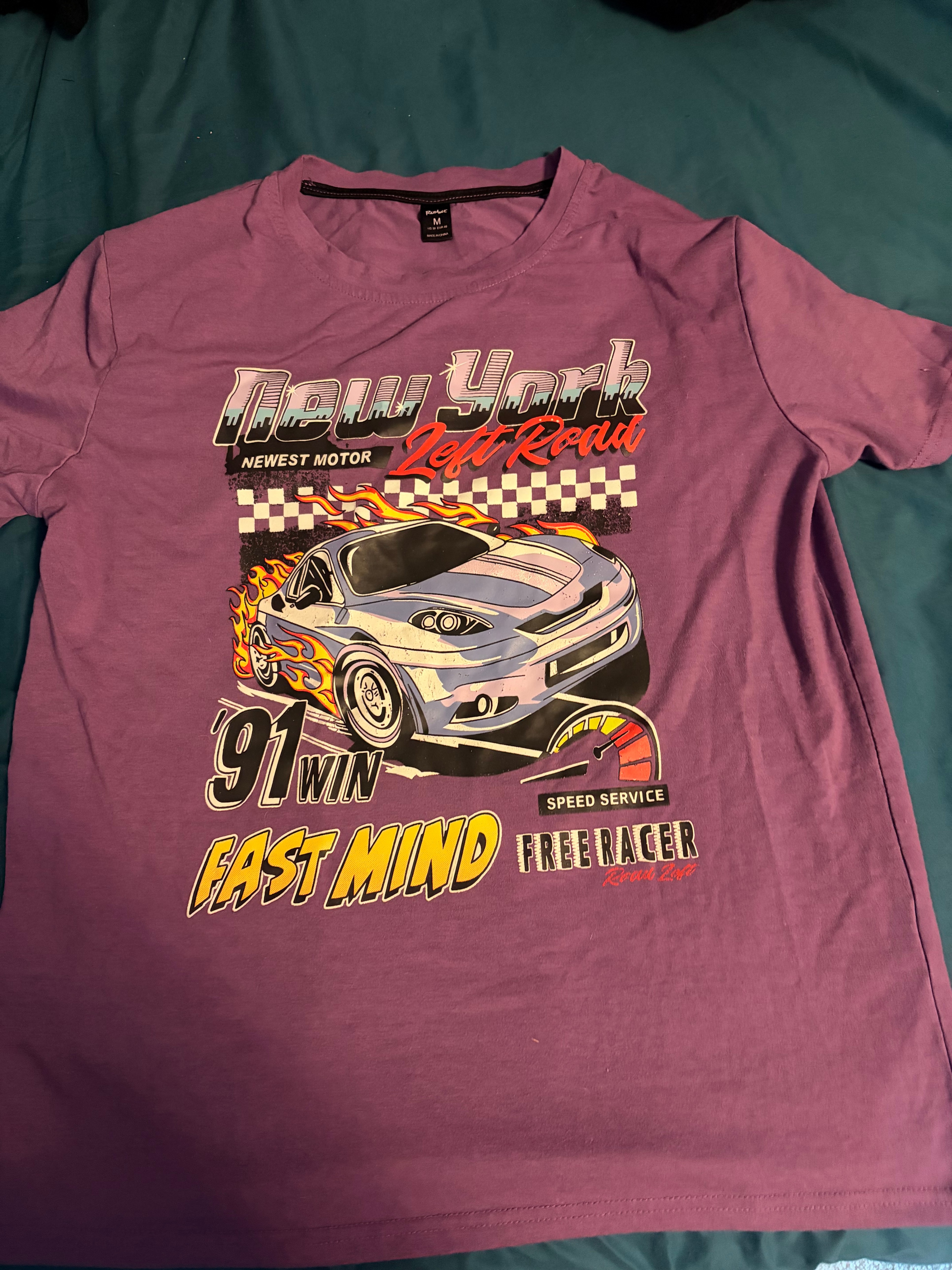 Romwe Purple Graphic Tee - Size M