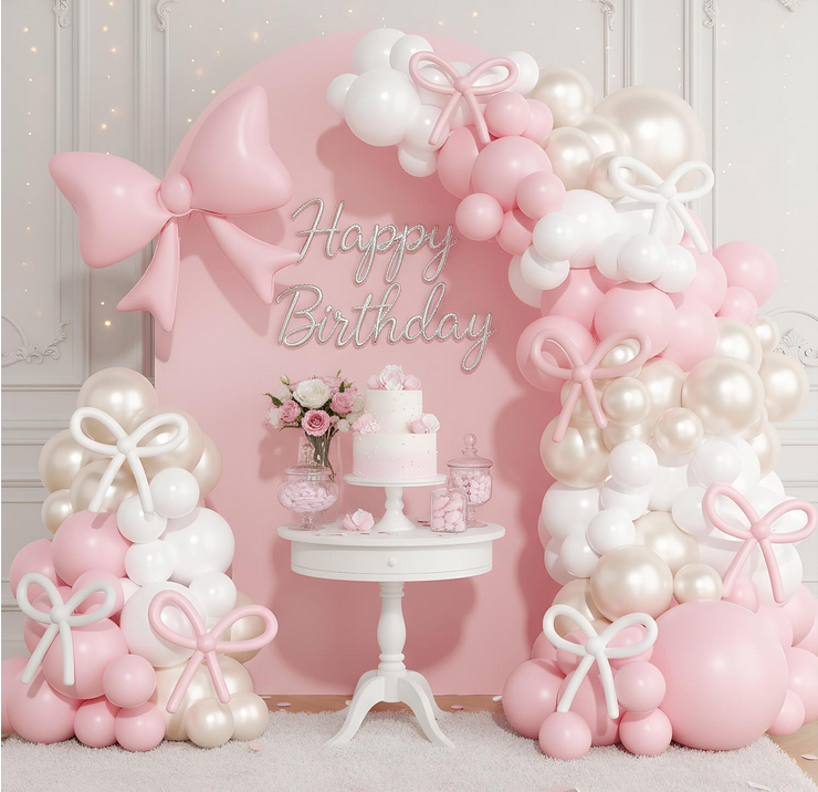 Balloon Garland Arch Kit - Pink Pearl, Sand, and White