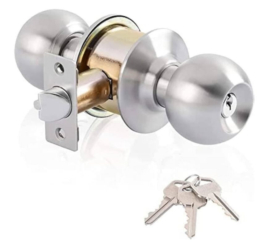 STANDARD ENTRANCE LOCK WITH KEY - SILVER